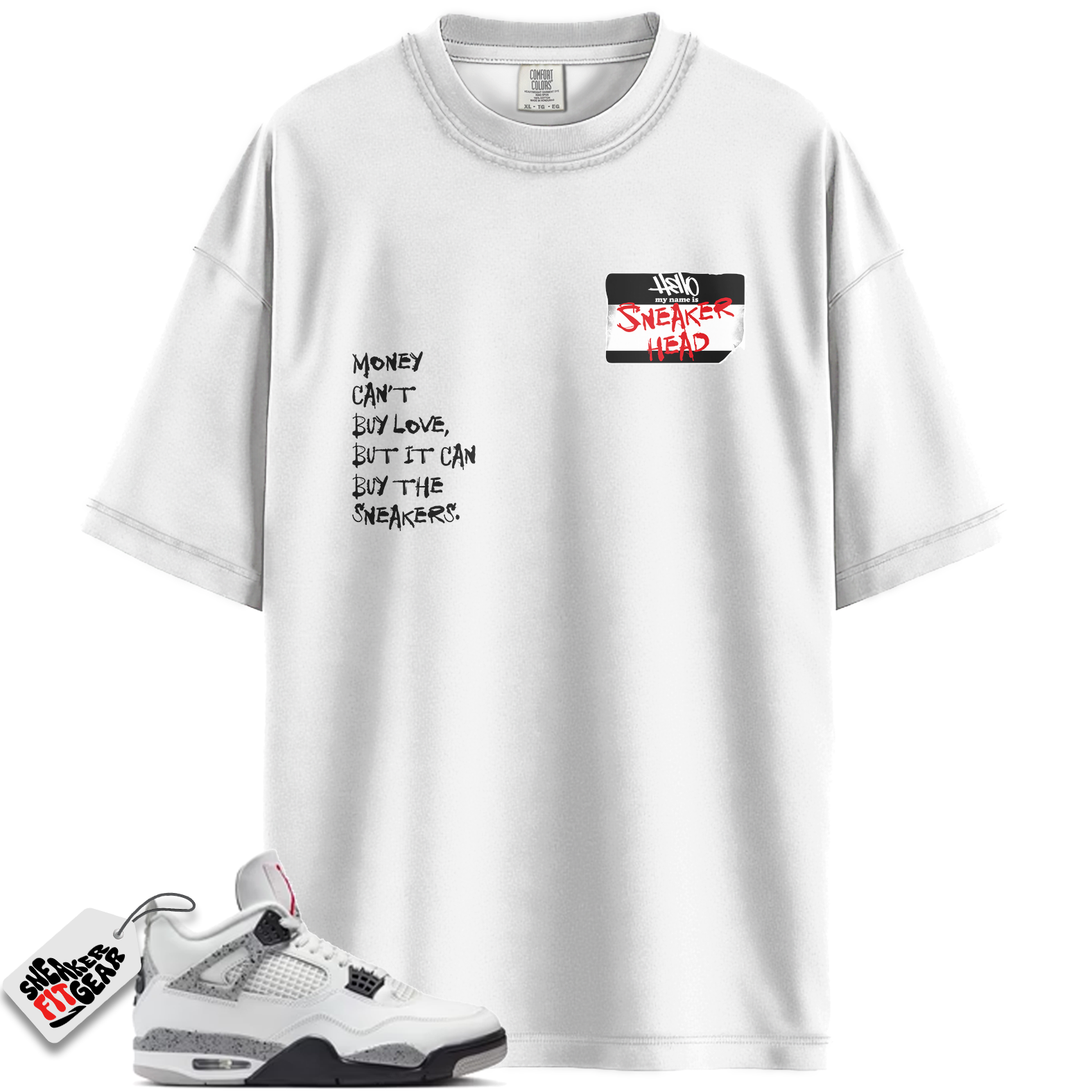 Jordan 4 Retro White Cement (2025) Match Shirts, Sneakerhead Badge Unisex Crew Neck Sneaker Shirt To Match Jordan 4 Retro White Cement (2025)