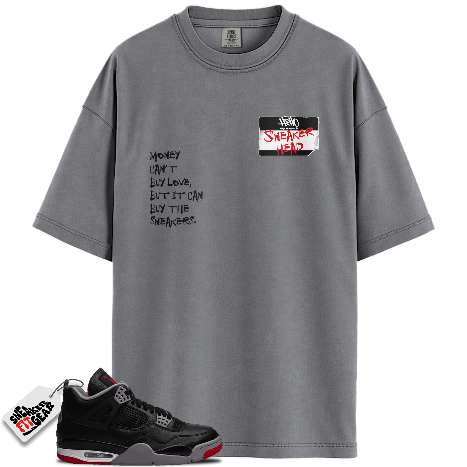 Jordan 4 Retro Bred Reimagined Match Shirts, Sneakerhead Badge Unisex Crew Neck Sneaker Shirt To Match Jordan 4 Retro Bred Reimagined
