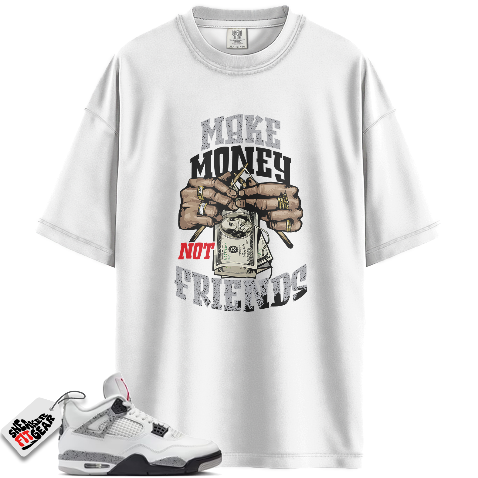 Jordan 4 Retro White Cement (2025) Match Shirts, Make Money To Match Jordan 4 Retro White Cement (2025) Main image