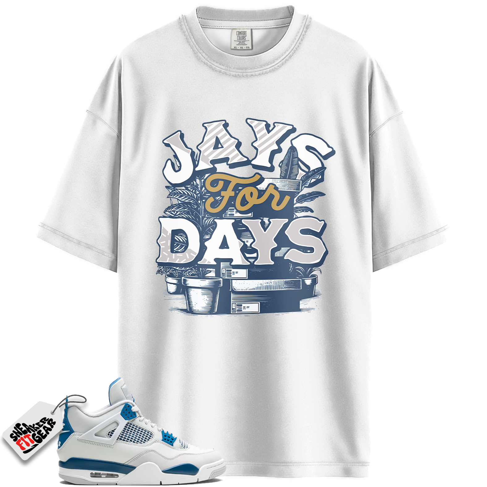 Jordan 4 Retro Military Blue Match Shirts, Stacked Sneaker Shirt To Match Jordan 4 Retro Military Blue Main image