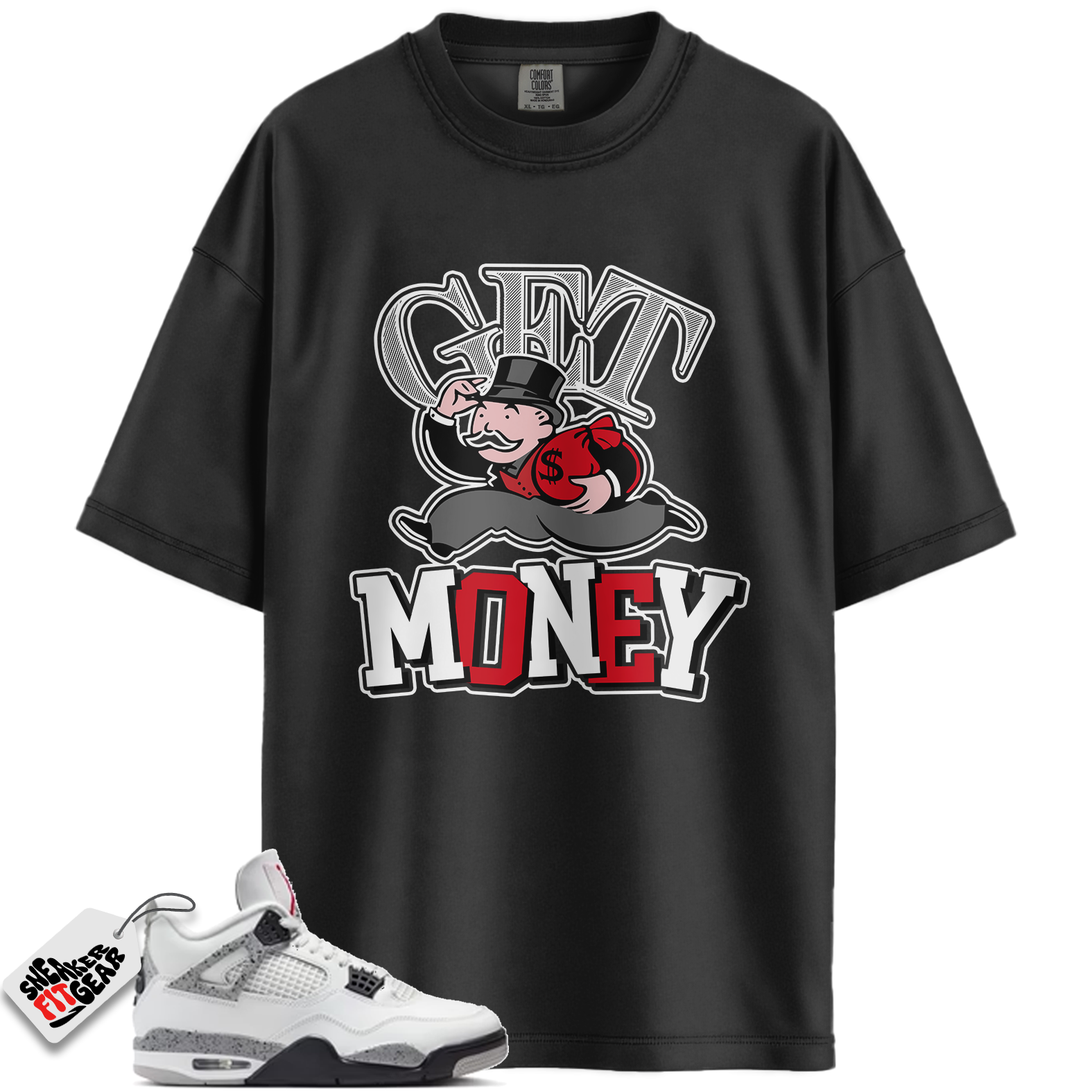 Jordan 4 Retro White Cement (2025) Match Shirts, Get Money To Match Jordan 4 Retro White Cement (2025)