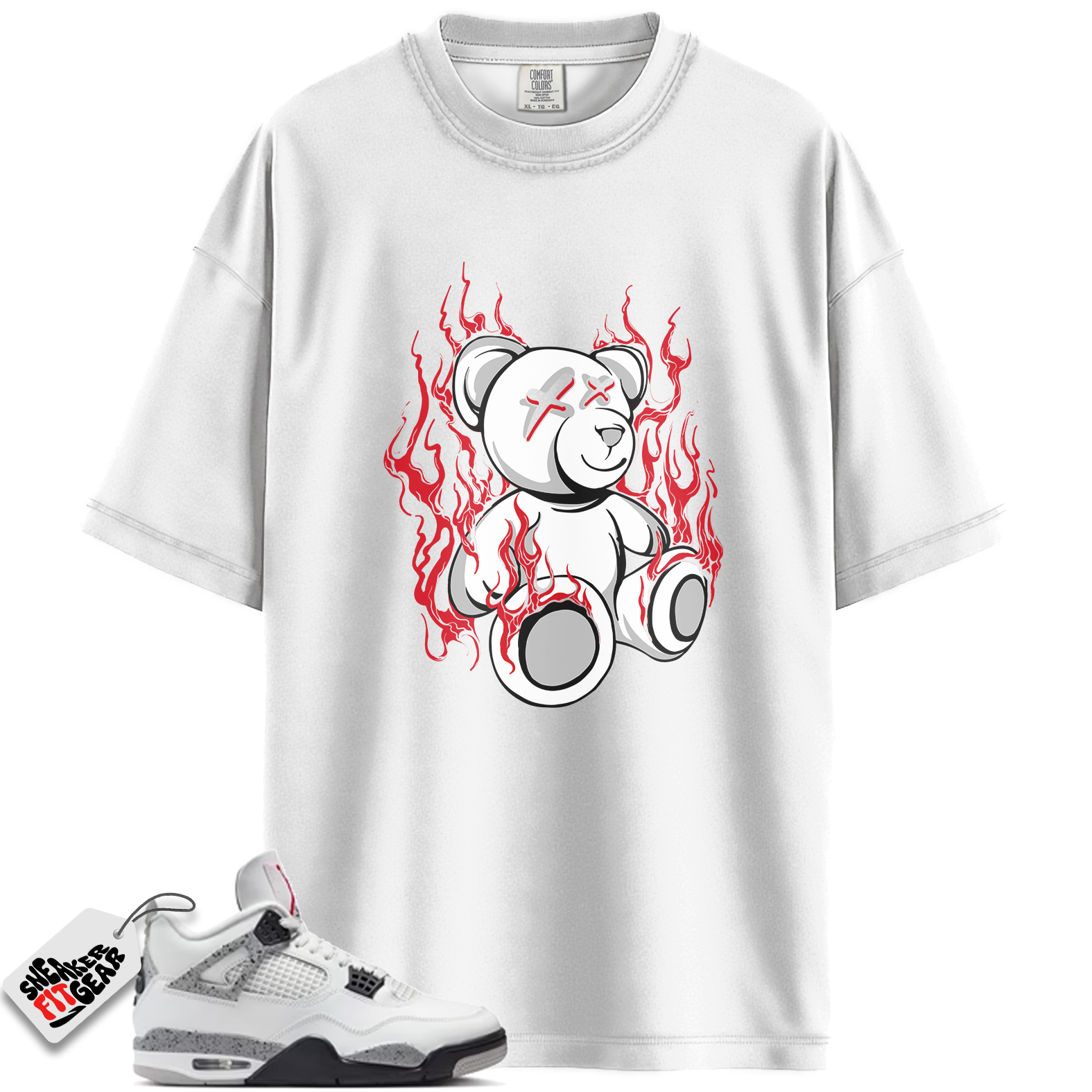 Jordan 4 Retro White Cement (2025) Match Shirts, Bear To Match Jordan 4 Retro White Cement (2025)
