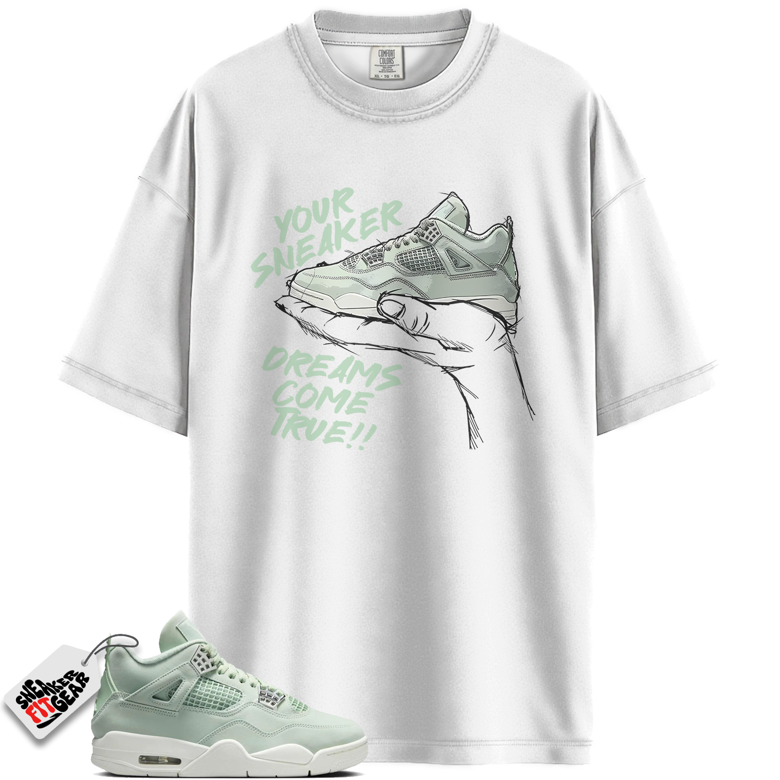 Women's Jordan 4 Retro Seafoam Sail Match Shirts, Sneaker Dreams Sneaker Shirts To Match Women's Jordan 4 Retro Seafoam Sail Main image