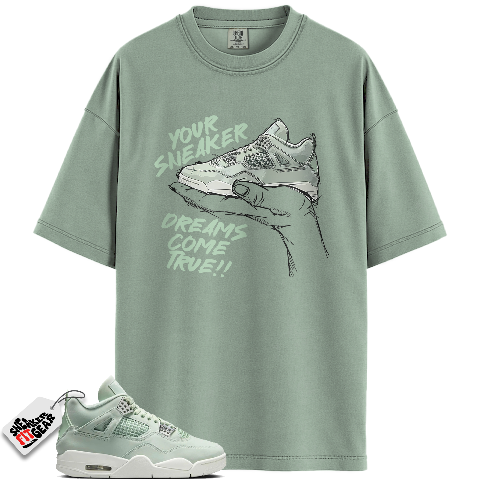 Women's Jordan 4 Retro Seafoam Sail Match Shirts, Sneaker Dreams Sneaker Shirts To Match Women's Jordan 4 Retro Seafoam Sail