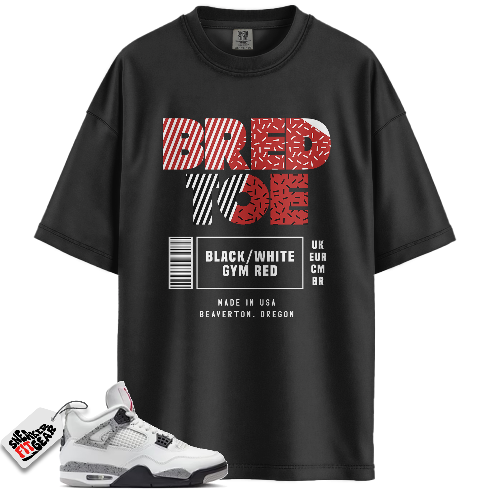 Jordan 4 Retro White Cement (2025) Match Shirts, Bred Toe To Match Jordan 4 Retro White Cement (2025)