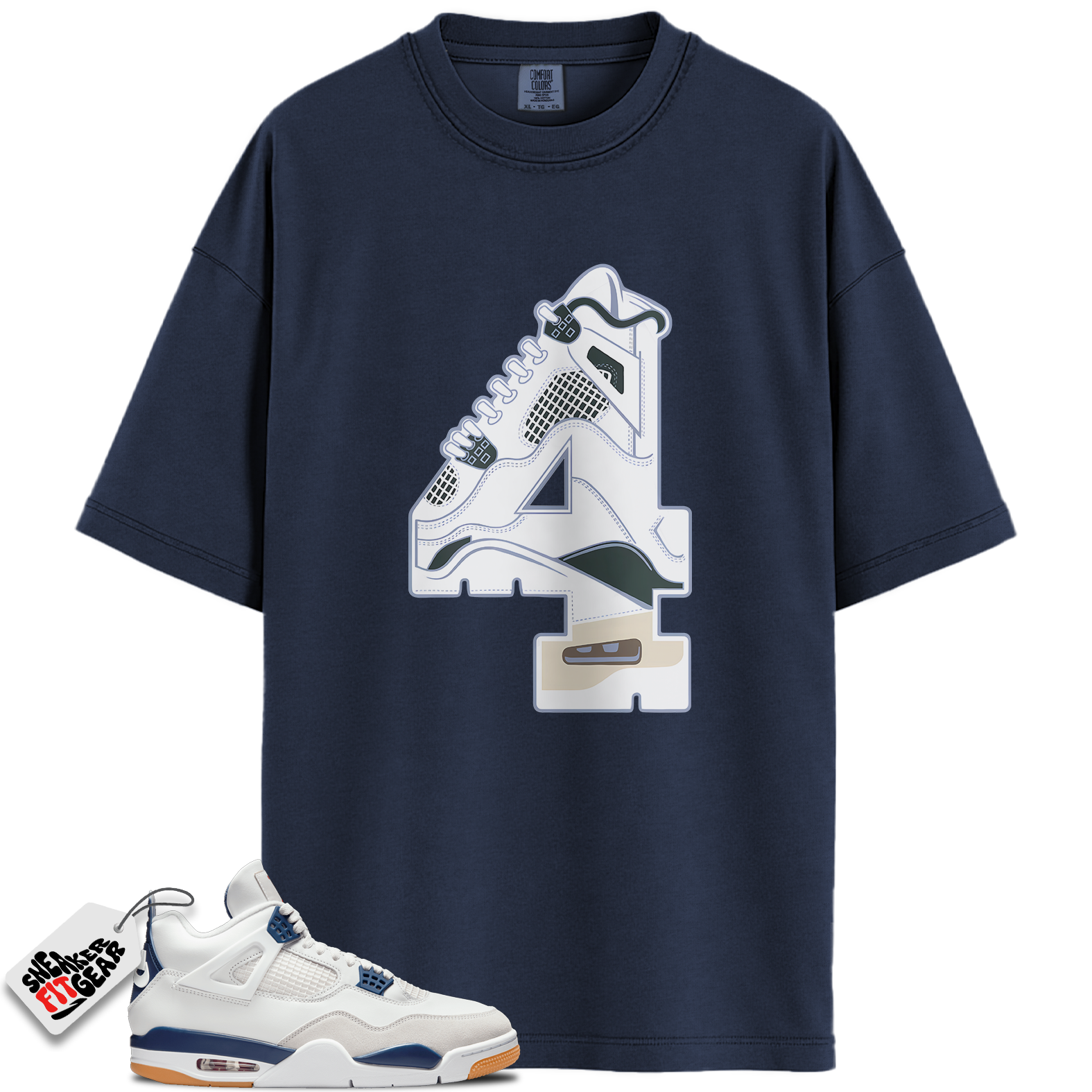 Jordan 4 Retro SB Navy Match Shirts, Number 4 Shirt To Match Jordan 4 Retro SB Navy Main image