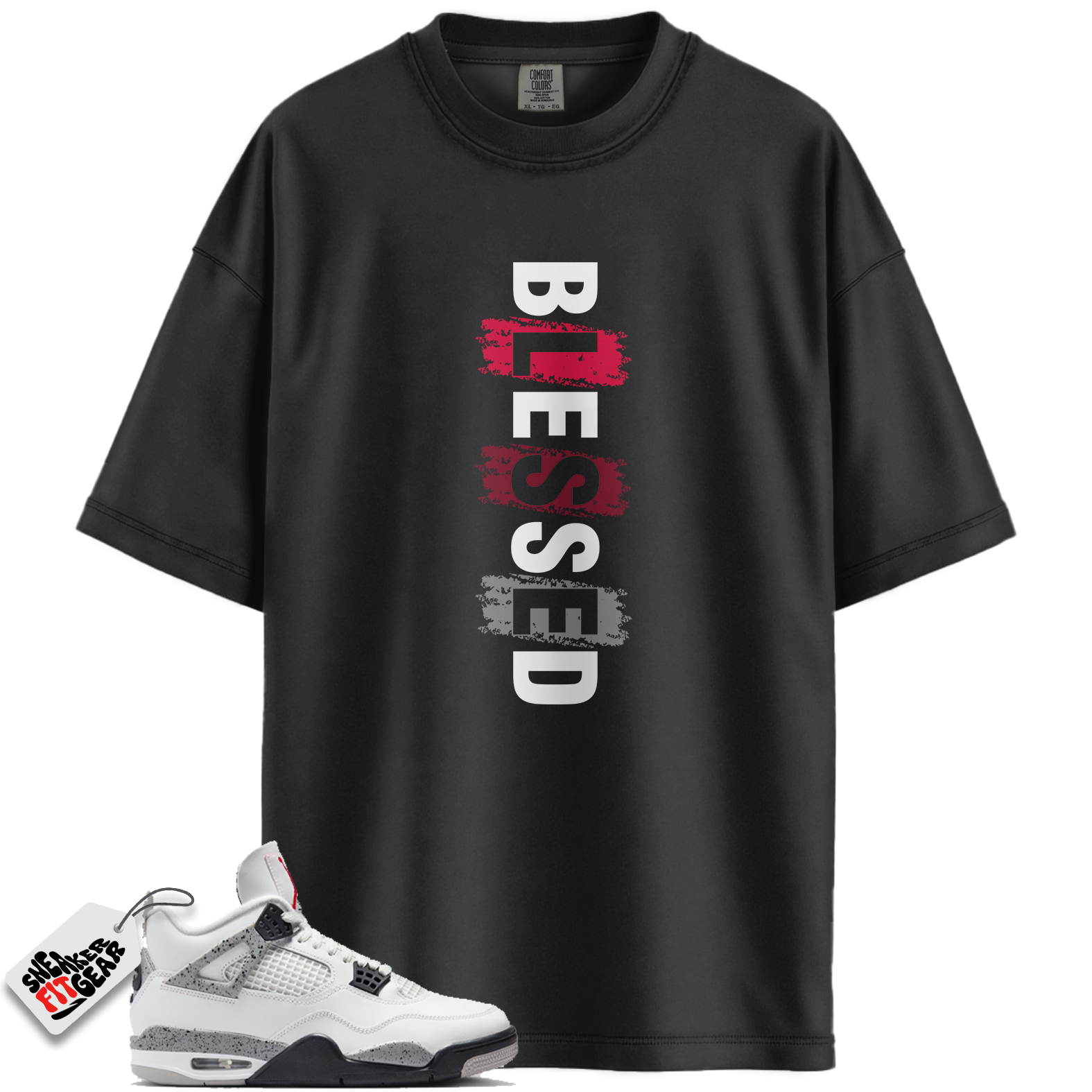 Jordan 4 Red Cement Match Shirts, Blessed Shirt To Match Jordan 4 Red Cement