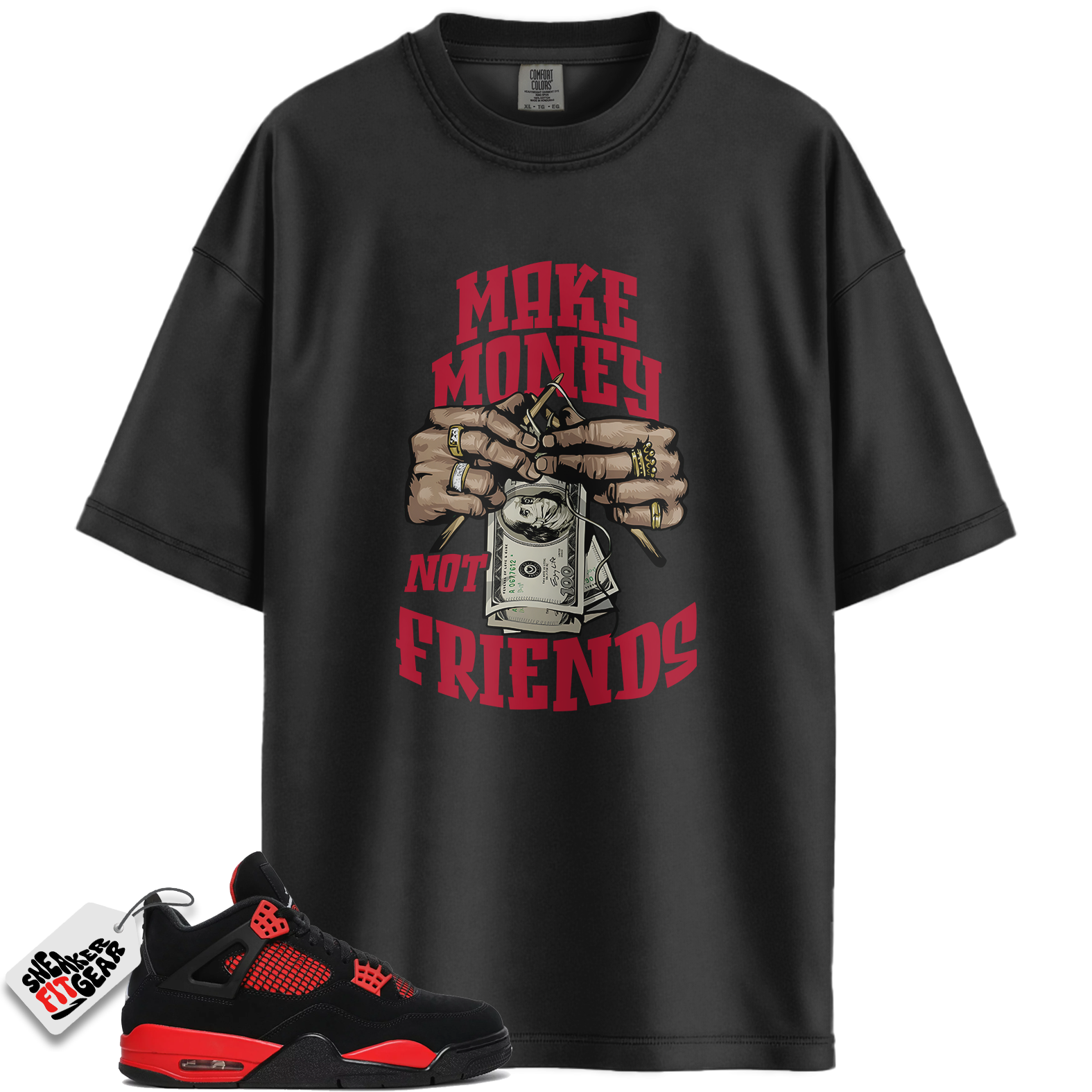 Jordan 4 Red Thunder Black Multi Color Crimson White Match Shirts, MM T-Shirt To Match Jordan 4 Red Thunder Black Multi Color Crimson White Main image
