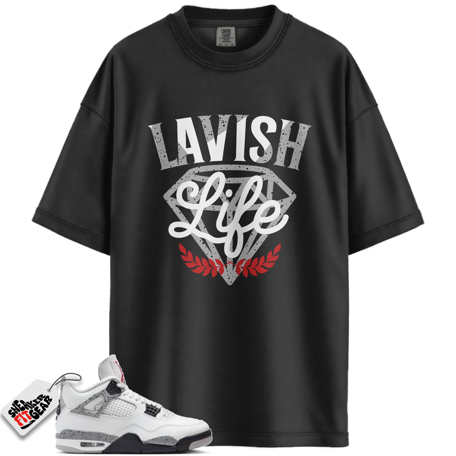 Jordan 4 Retro White Cement (2025) Match Shirts, Lavish Sneaker Shirt To Match Jordan 4 Retro White Cement (2025) Main image
