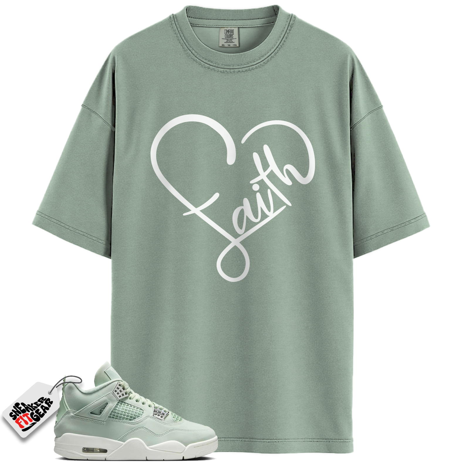 Women's Jordan 4 Retro Seafoam Sail Match Shirts, FAITH To Match Women's Jordan 4 Retro Seafoam Sail Main image
