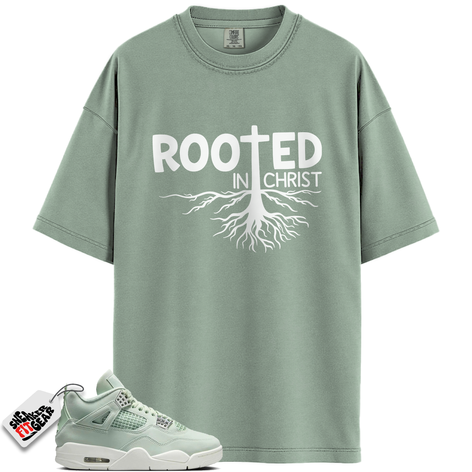 Women's Jordan 4 Retro Seafoam Sail Match Shirts, ROOTED To Match Women's Jordan 4 Retro Seafoam Sail