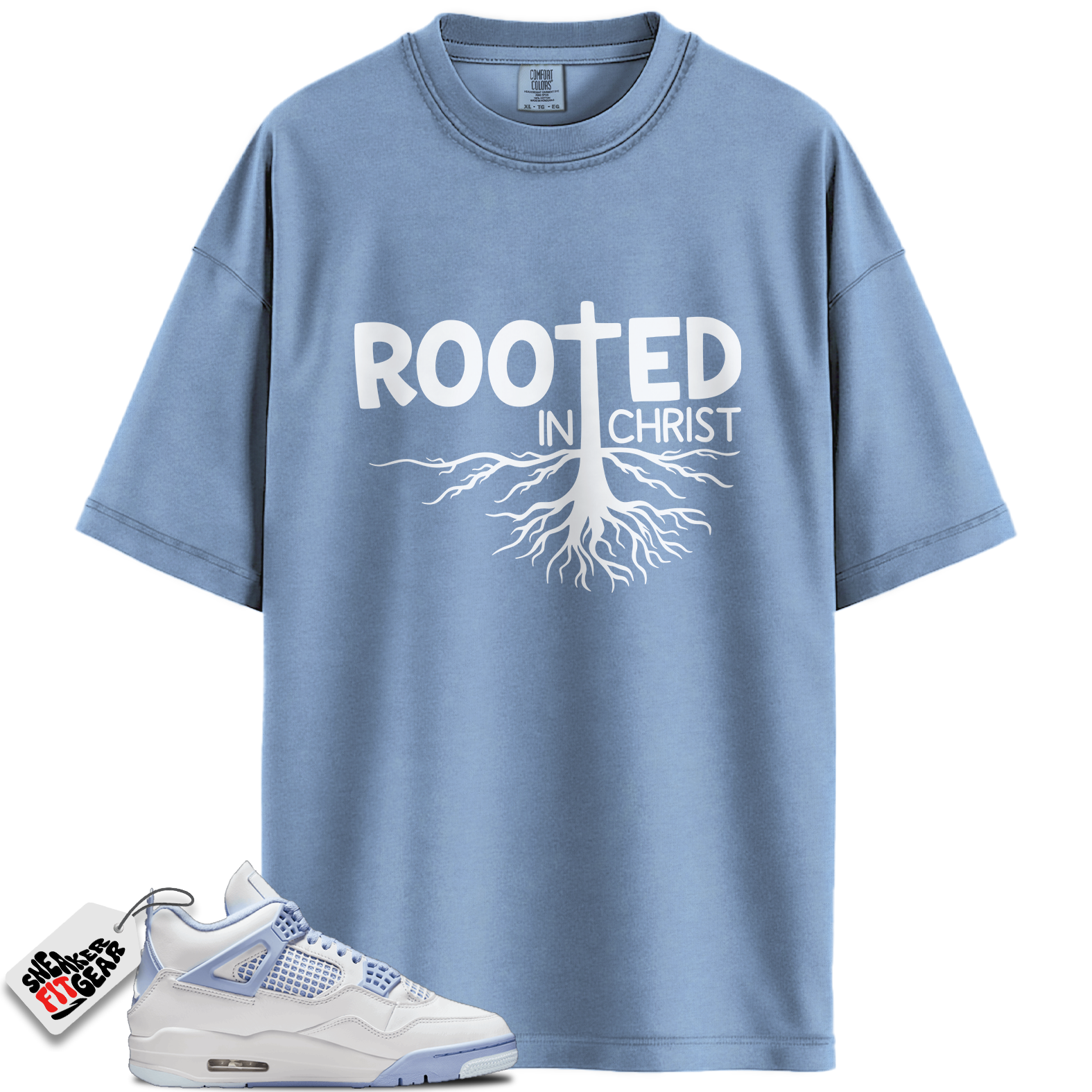 Women's Jordan 4 Retro Forget Me Not Match Shirts, ROOTED To Match Women's Jordan 4 Retro Forget Me Not