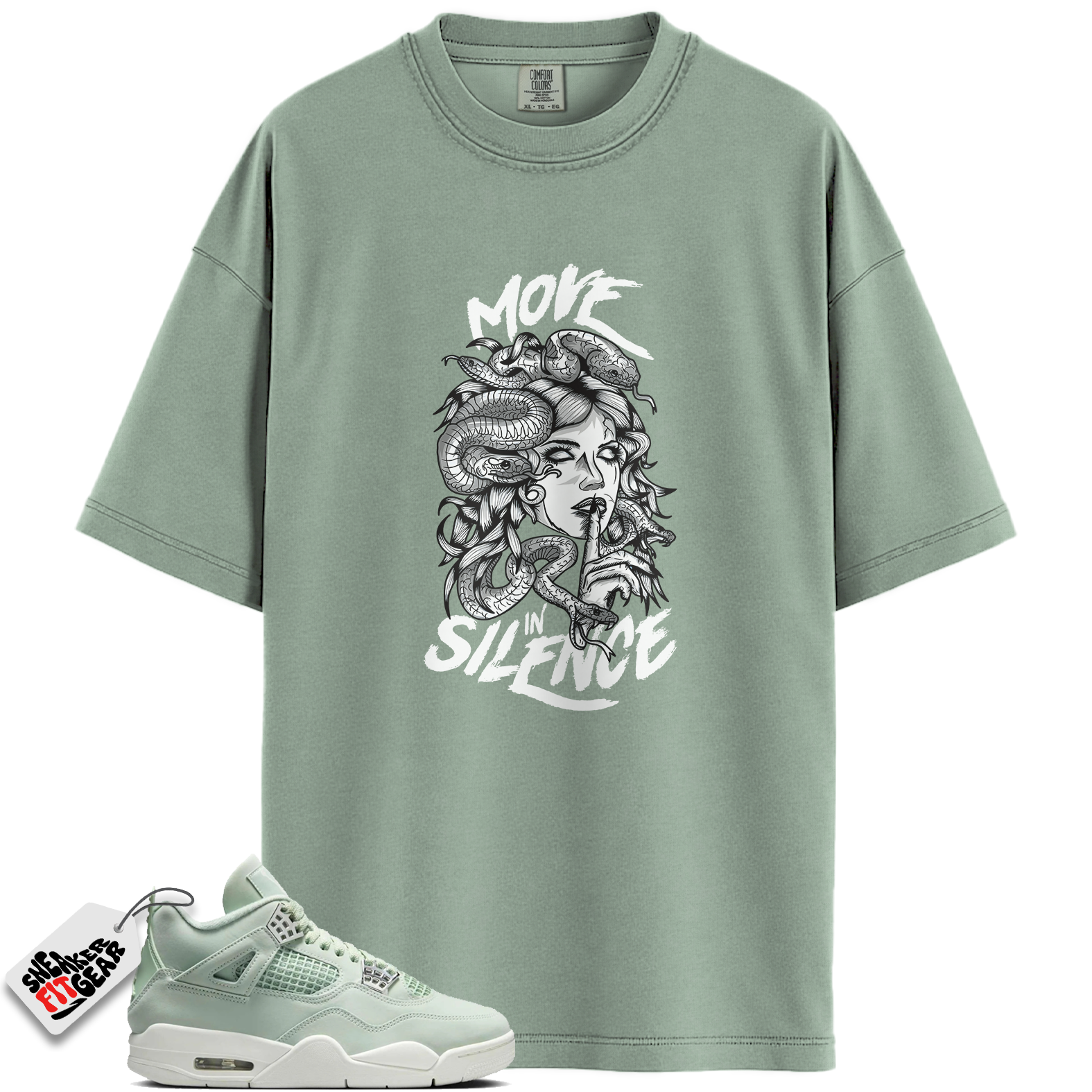 Women's Jordan 4 Retro Seafoam Sail Match Shirts, Move in Silence Sneaker Shirts To Match Women's Jordan 4 Retro Seafoam Sail Main image