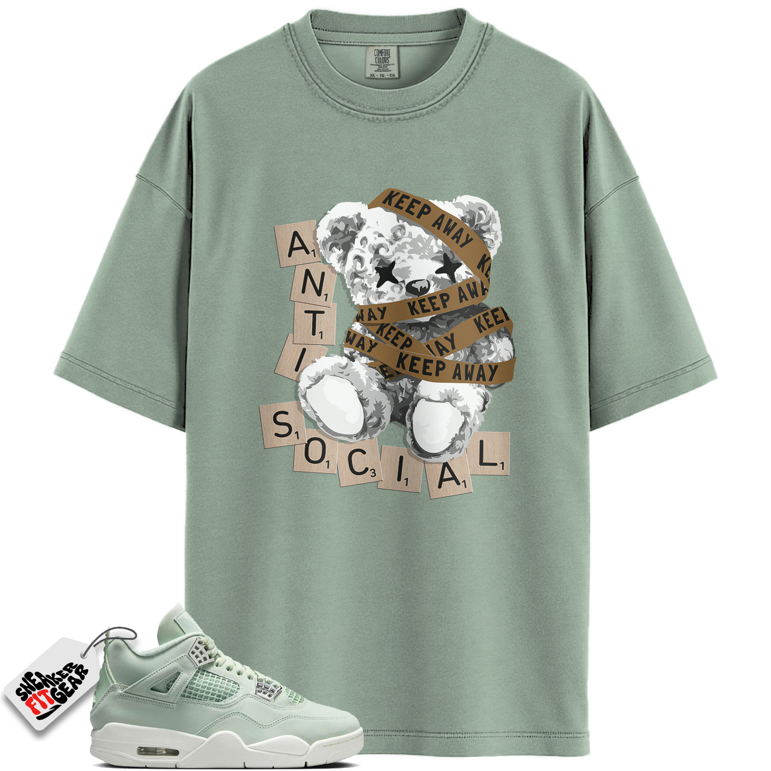 Women's Jordan 4 Retro Seafoam Sail Match Shirts, Anti Social To Match Women's Jordan 4 Retro Seafoam Sail