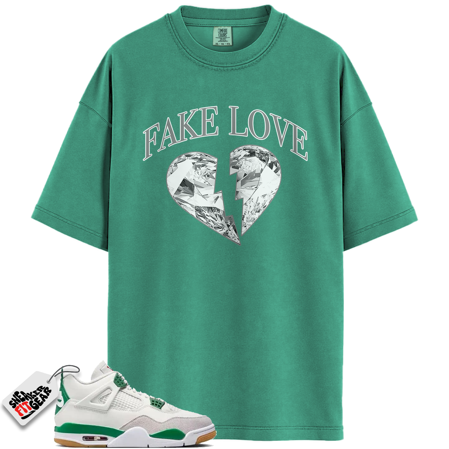 Jordan 4 Retro SB Pine Green Match Shirts, Fake Love To Match Jordan 4 Retro SB Pine Green