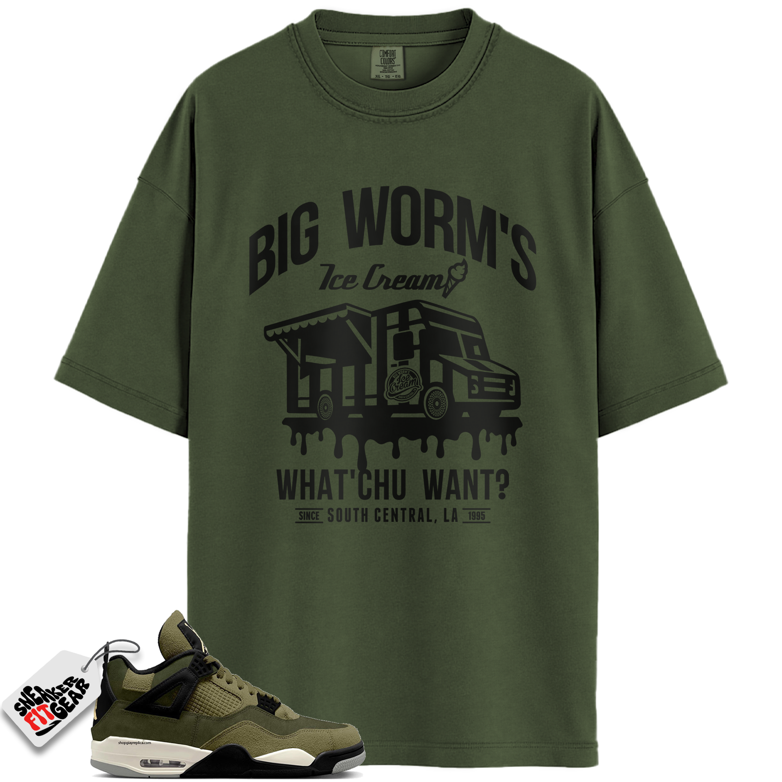 Jordan 4 Retro SE Craft Medium Olive Match Shirts, BW’s Ice Cream Shop Shirt To Match Jordan 4 Retro SE Craft Medium Olive