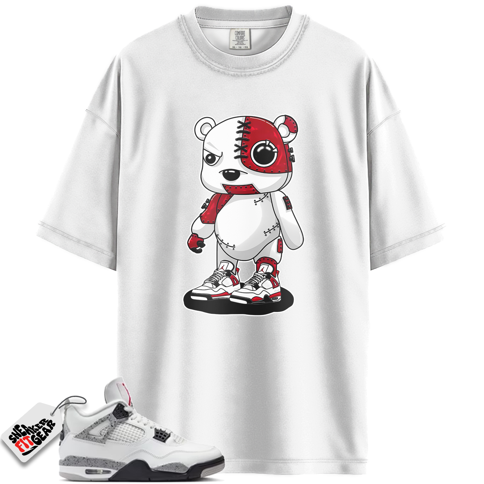 Jordan 4 Retro White Cement (2025) Match Shirts, Cyborg Bear To Match Jordan 4 Retro White Cement (2025) Main image