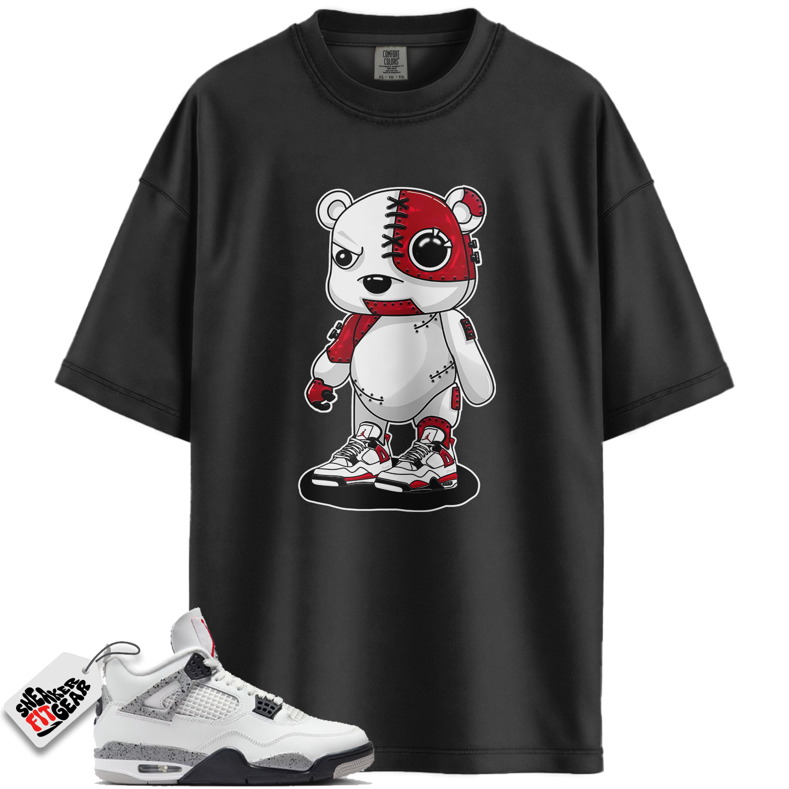 Jordan 4 Retro White Cement (2025) Match Shirts, Cyborg Bear To Match Jordan 4 Retro White Cement (2025) Main image