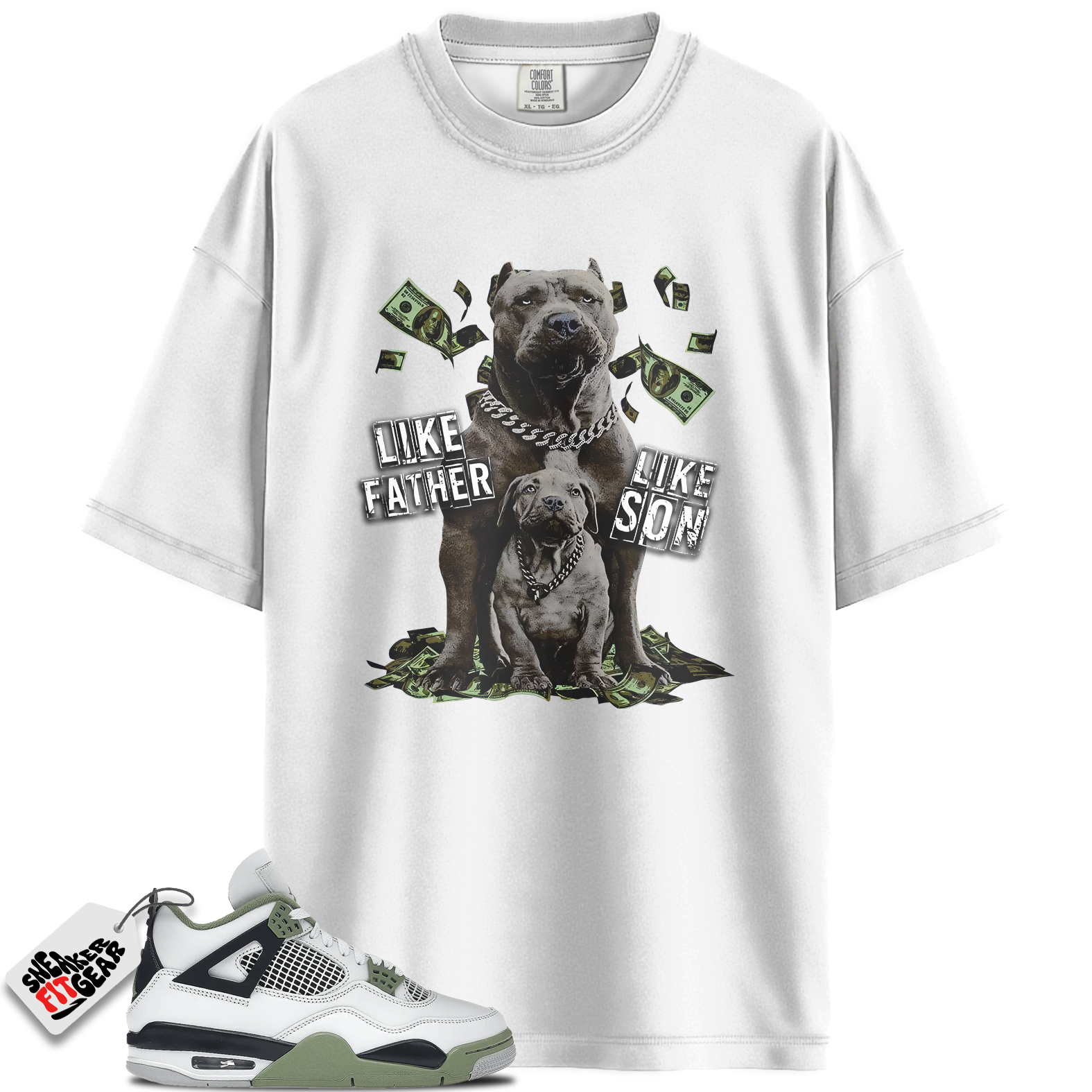 Women's Jordan 4 Retro Oil Green Seafoam Match Shirts, Father Like Son Sneaker Tees To Match Women's Jordan 4 Retro Oil Green Seafoam Main image