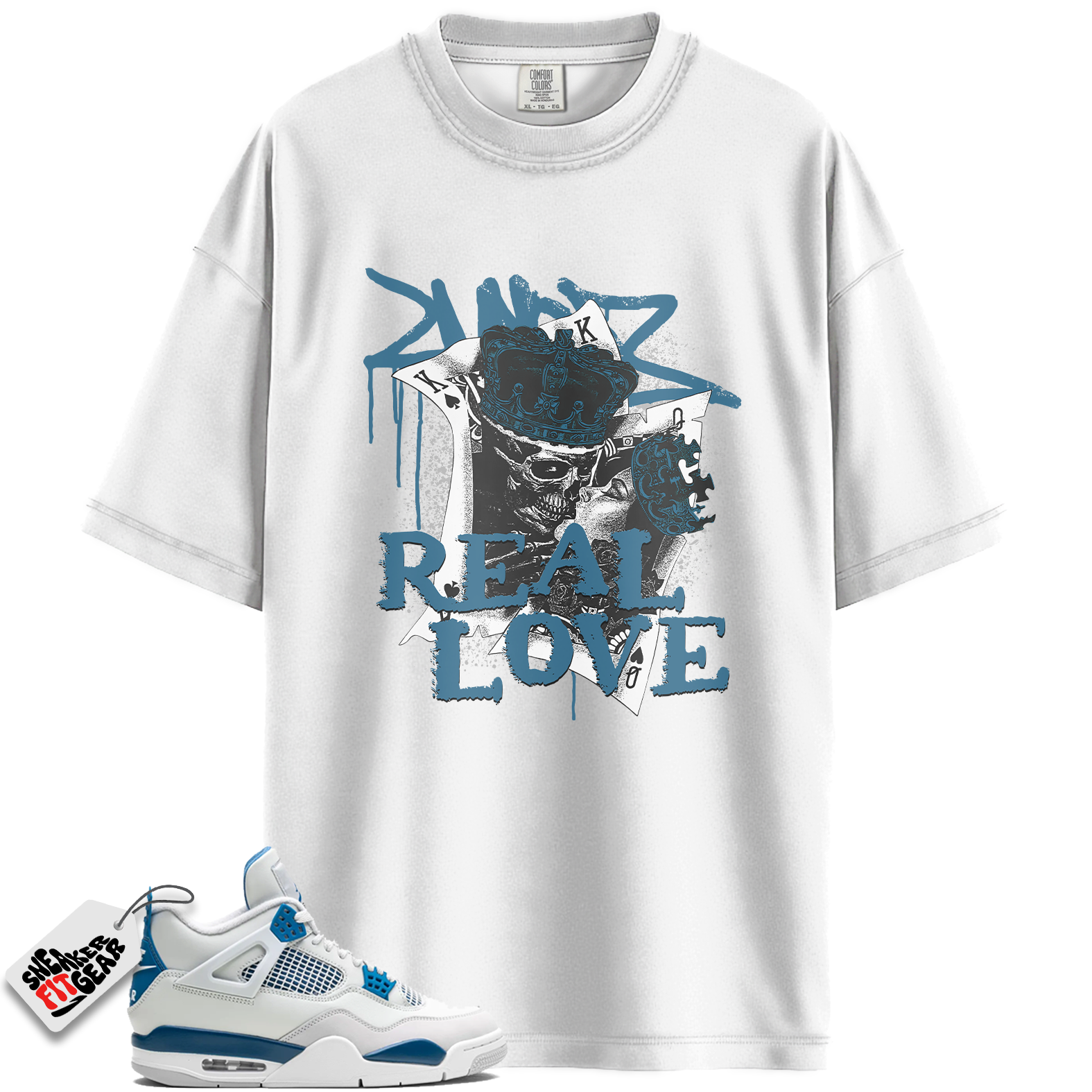 Jordan 4 Retro Military Blue Match Shirts, Real Love Tee To Match Jordan 4 Retro Military Blue