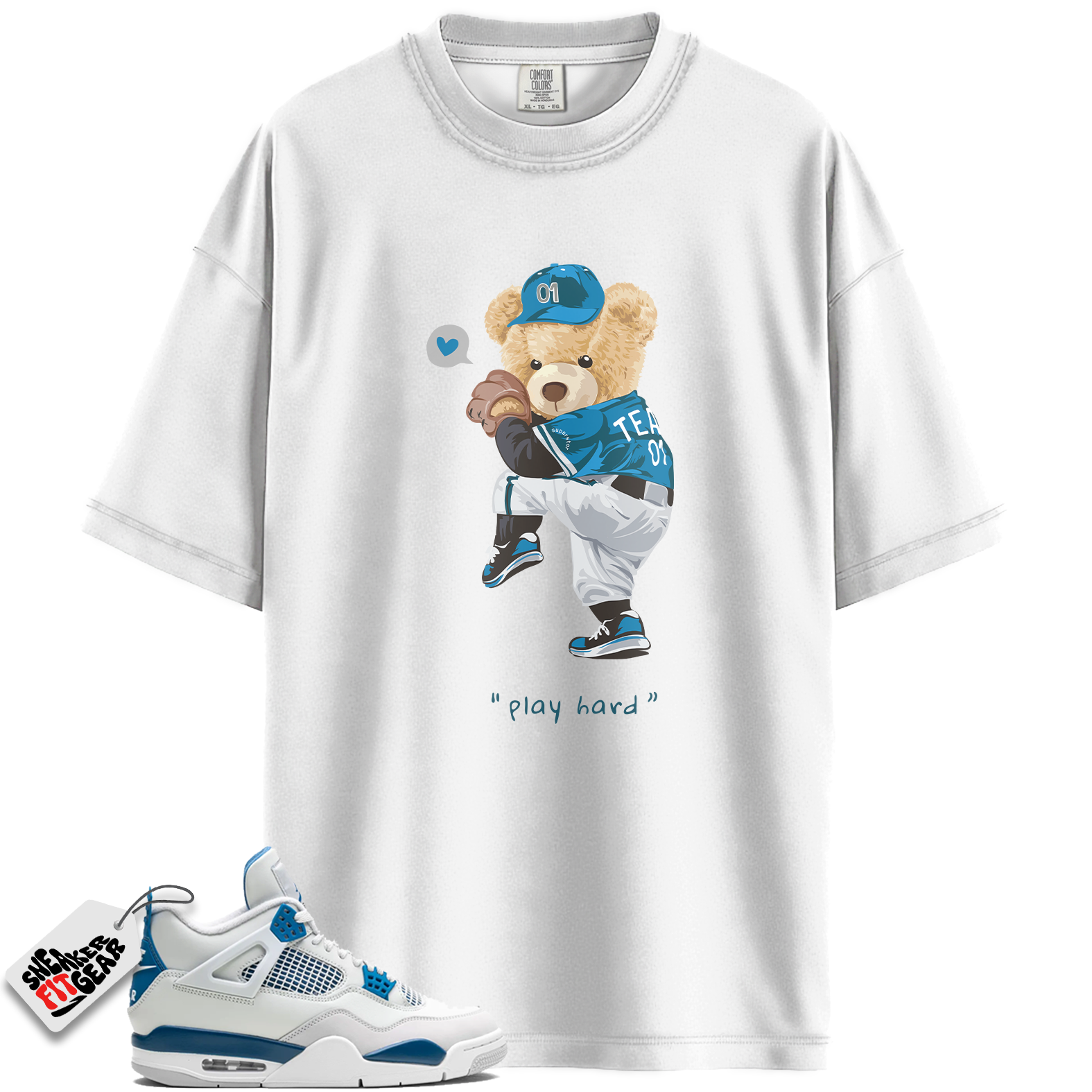 Jordan 4 Military Blue Match Shirts, Play Hard Tee To Match Jordan 4 Military Blue