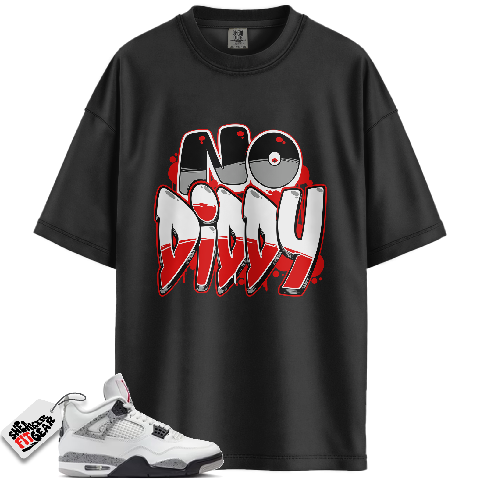 Jordan 4 Retro White Cement (2025) Match Shirts, RED NODIDDY To Match Jordan 4 Retro White Cement (2025)