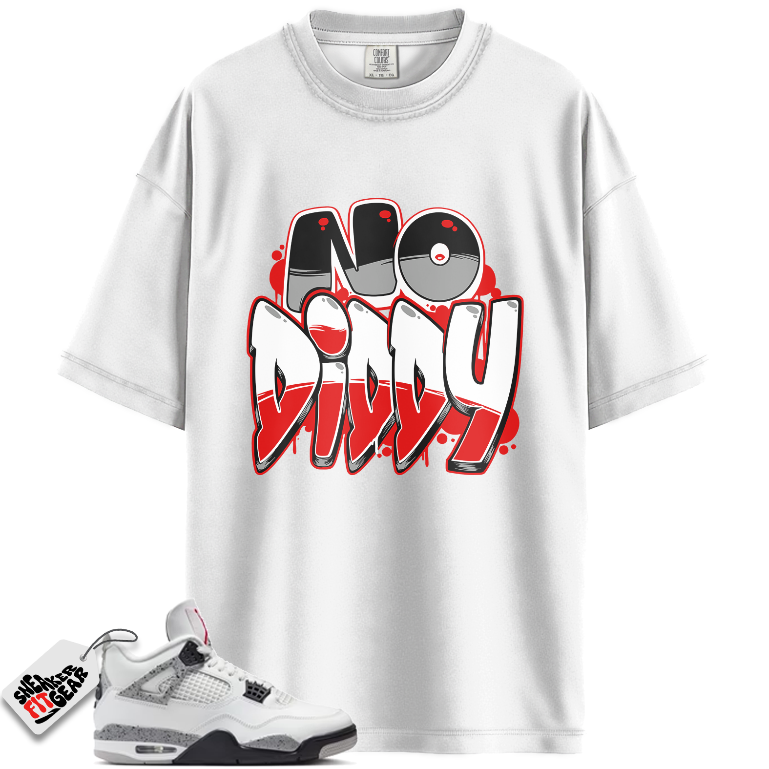 Jordan 4 Retro White Cement (2025) Match Shirts, RED NODIDDY To Match Jordan 4 Retro White Cement (2025)
