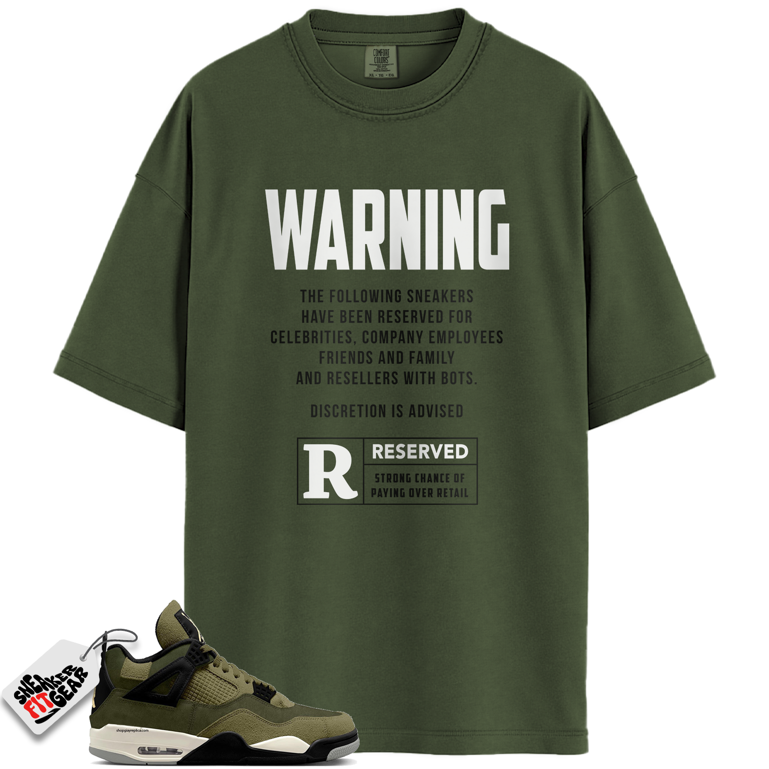 Jordan 4 Retro SE Craft Medium Olive Match Shirts, WARNING To Match Jordan 4 Retro SE Craft Medium Olive Main image