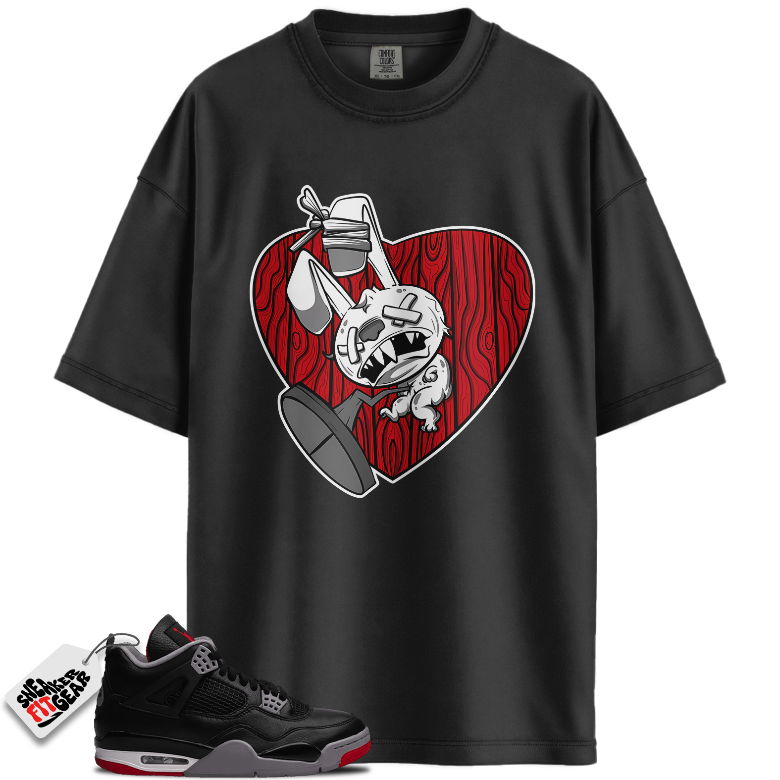 Jordan 4 Retro Bred Reimagined Match Shirts, Heart To Match Jordan 4 Retro Bred Reimagined