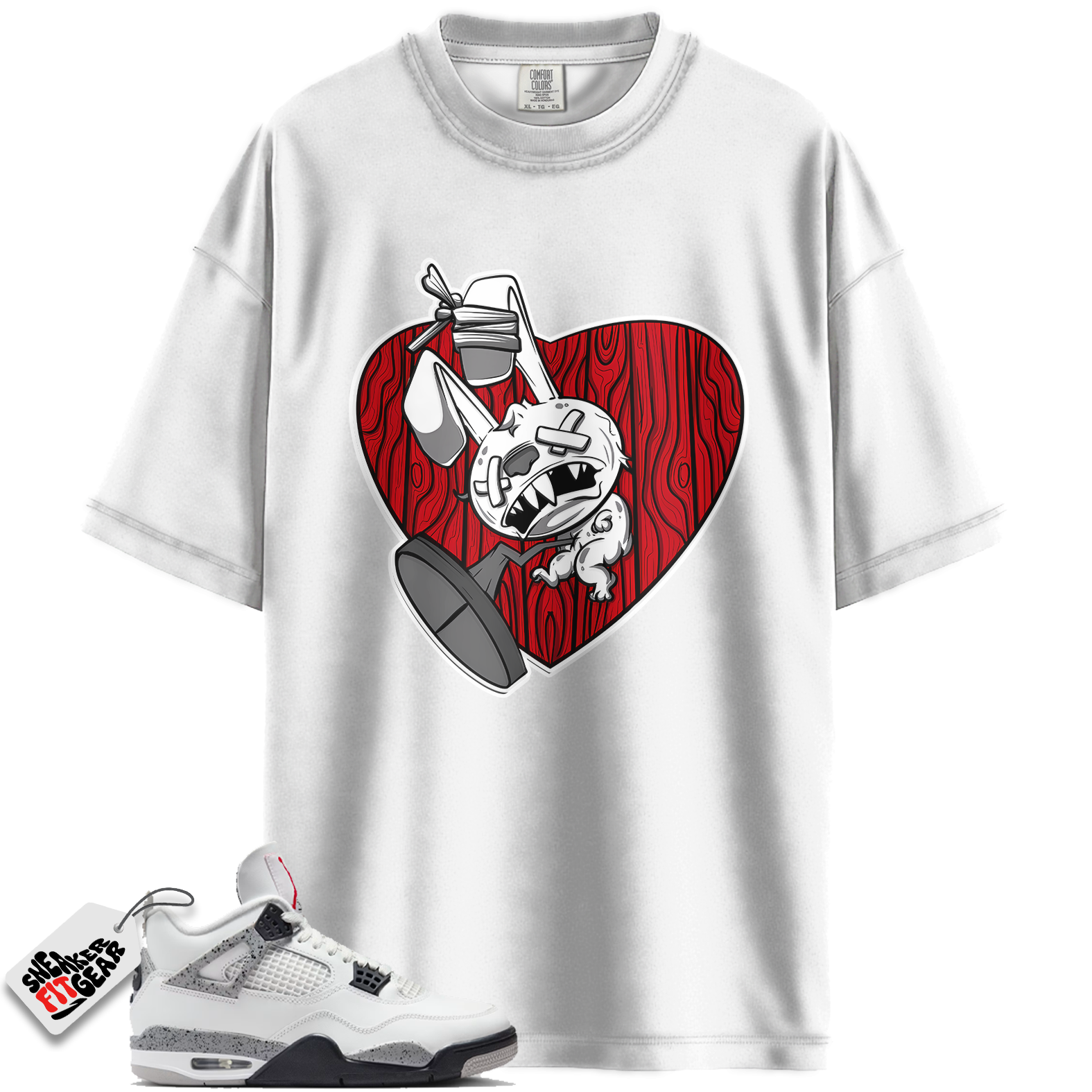 Jordan 4 Retro White Cement (2025) Match Shirts, Heart To Match Jordan 4 Retro White Cement (2025)
