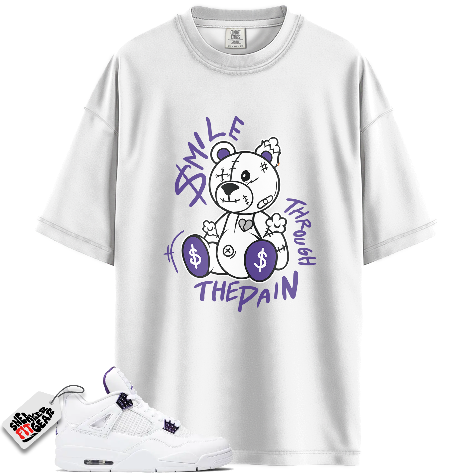 Jordan 4 Purple Metallic Match Shirts, SMILE Shirts To Match Jordan 4 Purple Metallic