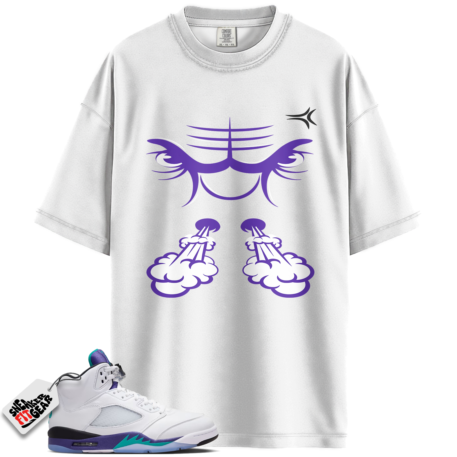 Jordan 5 Retro Grape (2025) Match Shirts, Raging Face Tee Shirts To Match Jordan 5 Retro Grape (2025)