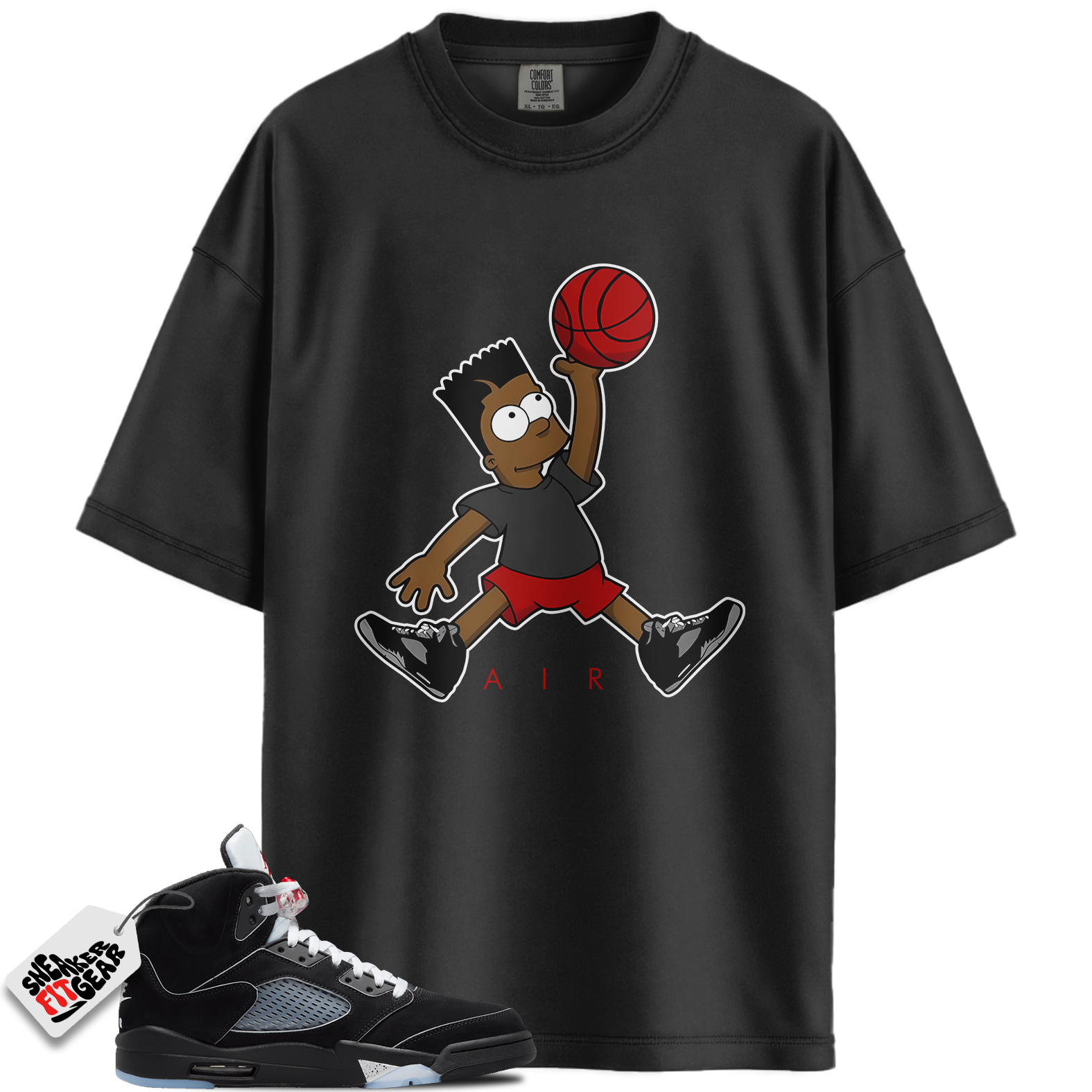 Jordan 5 Retro OG Black Metallic Reimagined Match Shirts, Jordan 5 Metallic Bart Character Black T-Shirt Shirts To Match Jordan 5 Retro OG Black Metallic Reimagined