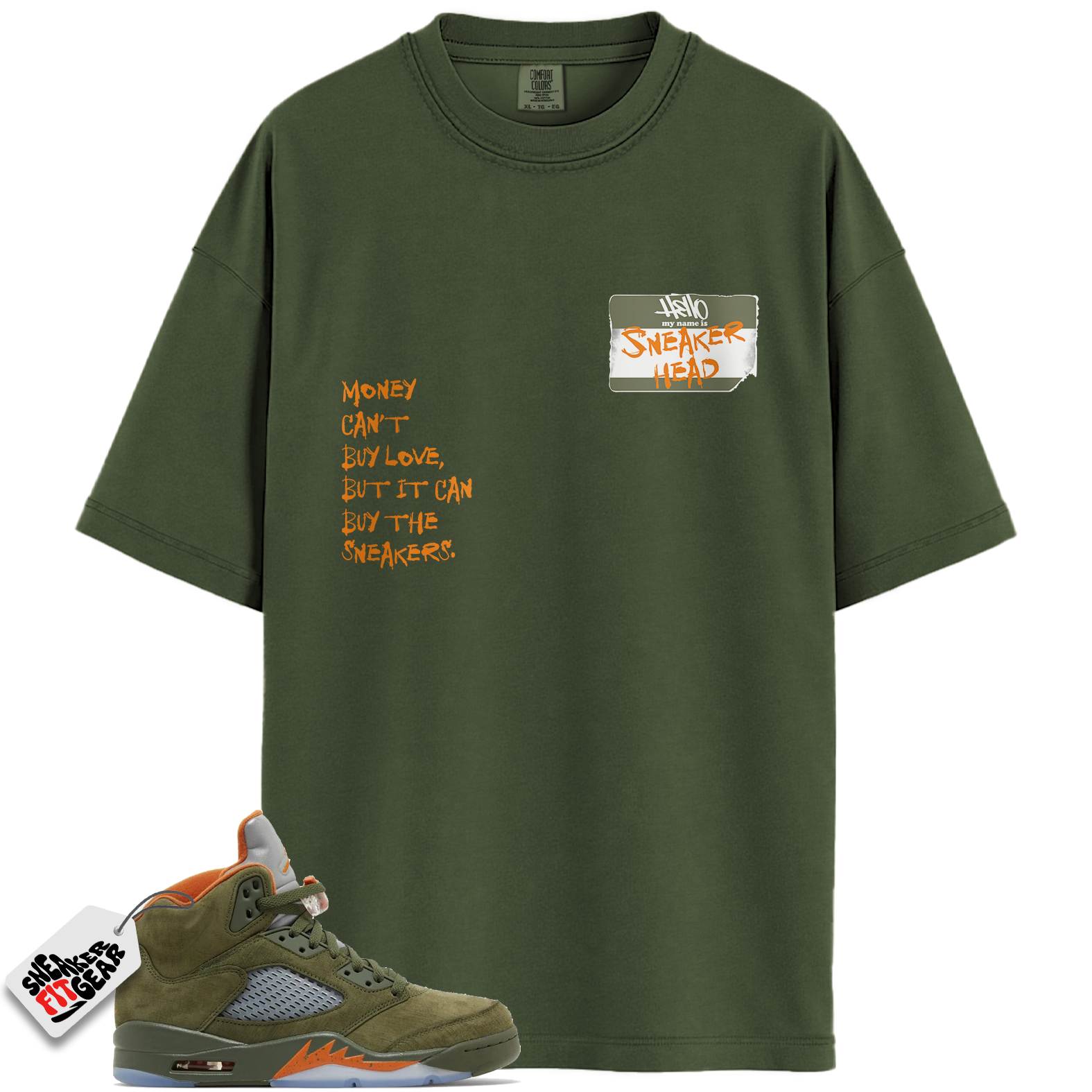 Jordan 5 Retro Olive Match Shirts, Sneakerhead Badge Unisex Crew Neck Sneaker Shirts To Match Jordan 5 Retro Olive