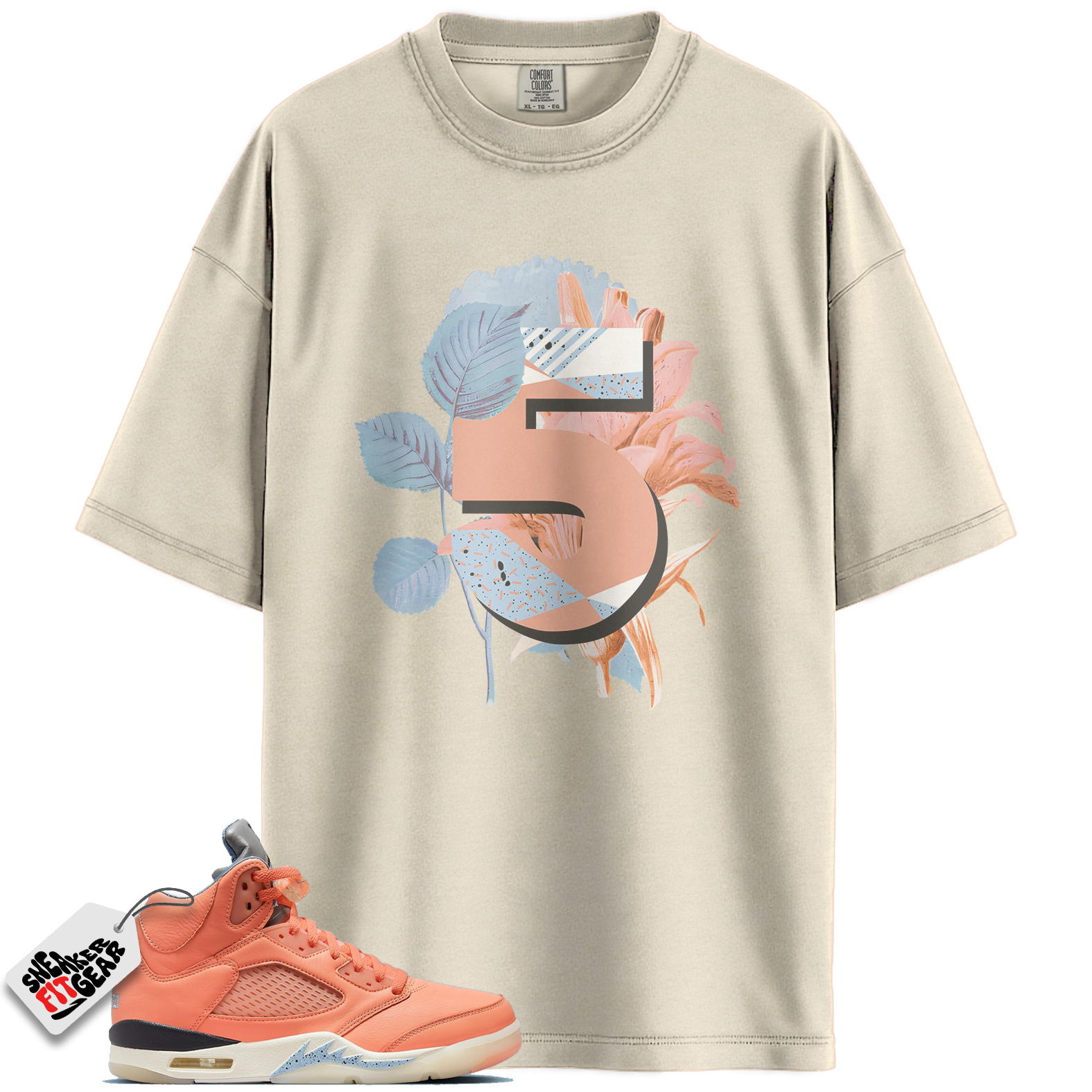 Jordan 5 Retro DJ Khaled We The Best Crimson Bliss Match Shirts, Floral Five Sneaker Shirt Shirts To Match Jordan 5 Retro DJ Khaled We The Best Crimson Bliss