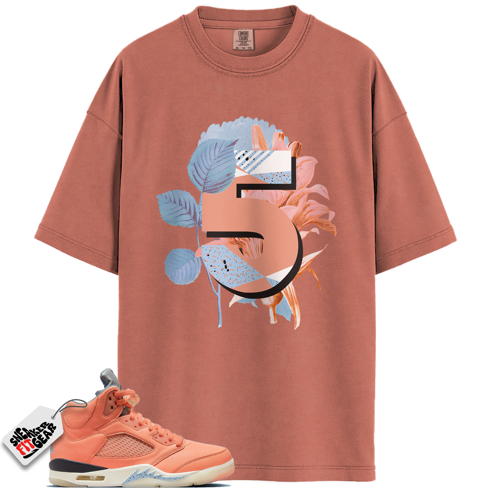 Jordan 5 Retro DJ Khaled We The Best Crimson Bliss Match Shirts, Floral Five Sneaker Shirt Shirts To Match Jordan 5 Retro DJ Khaled We The Best Crimson Bliss