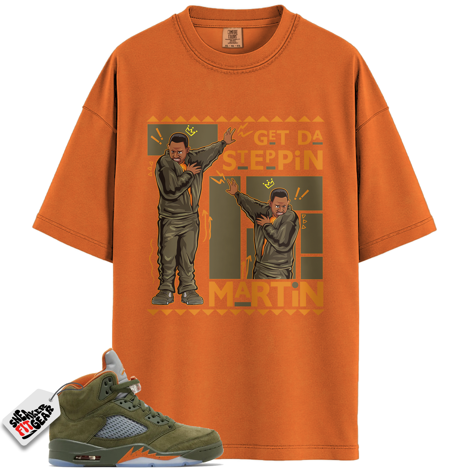 Jordan 5 Retro Olive Match Shirts, Martin Gd Steppin Shirt In Military Shirts To Match Jordan 5 Retro Olive