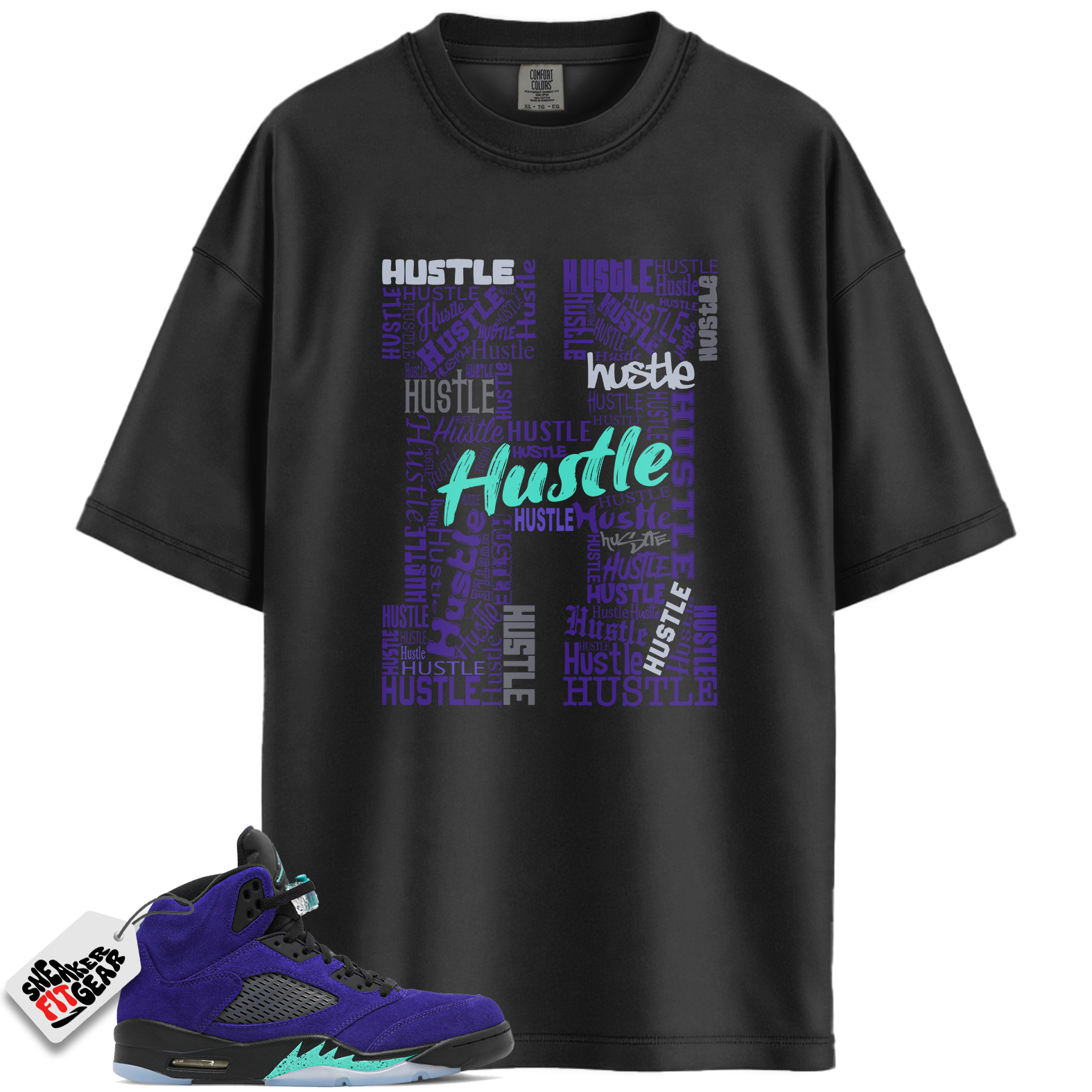 Jordan 5 Retro Alternate Grape Match Shirts, H for Hustle Sneaker Shirts To Match Jordan 5 Retro Alternate Grape