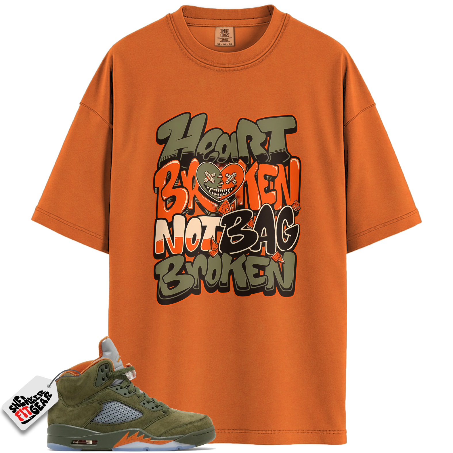 Jordan 5 Retro Olive Match Shirts, CELADON HEART BROKEN BAWS Shirts To Match Jordan 5 Retro Olive