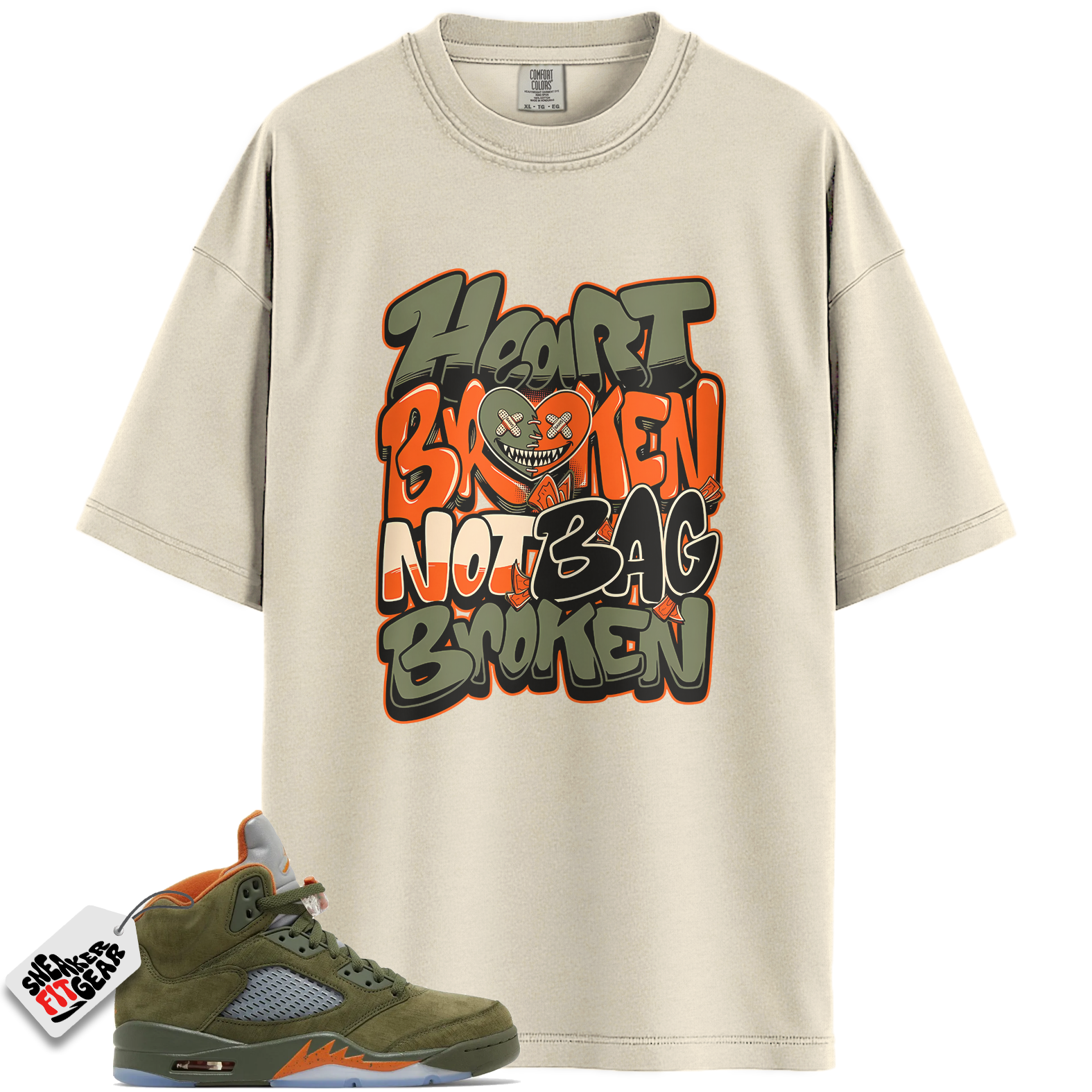 Jordan 5 Retro Olive Match Shirts, CELADON HEART BROKEN BAWS Shirts To Match Jordan 5 Retro Olive