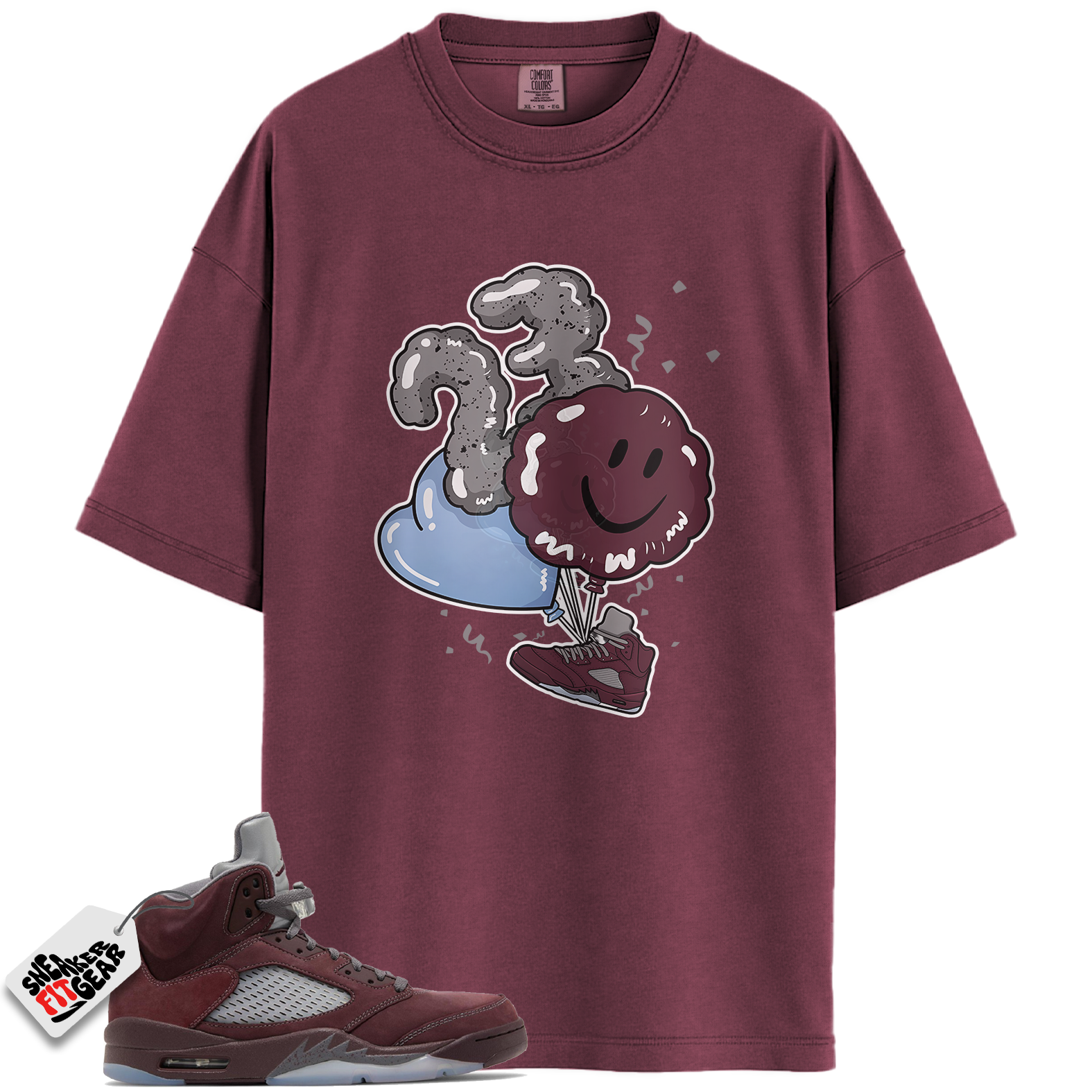 Jordan 5 Retro SE Burgundy Match Shirts, Balloon Unisex Tees Shirts To Match Jordan 5 Retro SE Burgundy