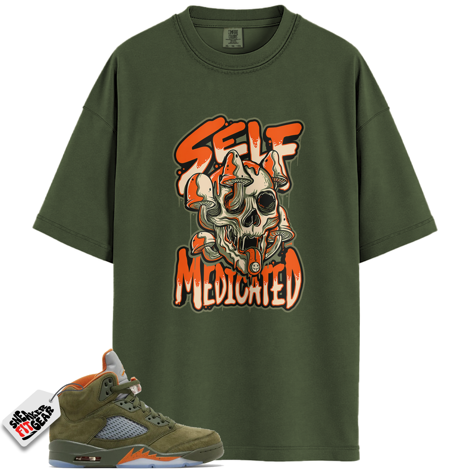 Jordan 5 Retro Olive Match Shirts, CELADON SELF MEDICATED Shirts To Match Jordan 5 Retro Olive Main image