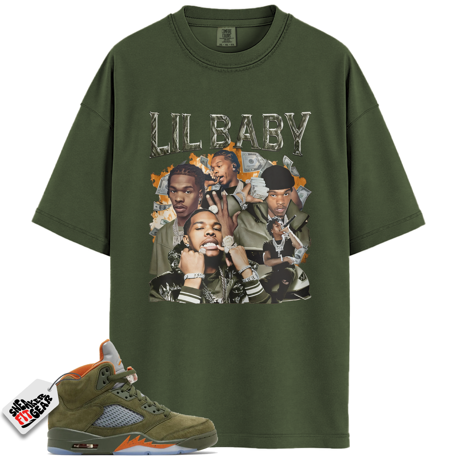 Jordan 5 Retro Olive Match Shirts, Sneaker Green Olive Green And Orange Shirt Shirts To Match Jordan 5 Retro Olive