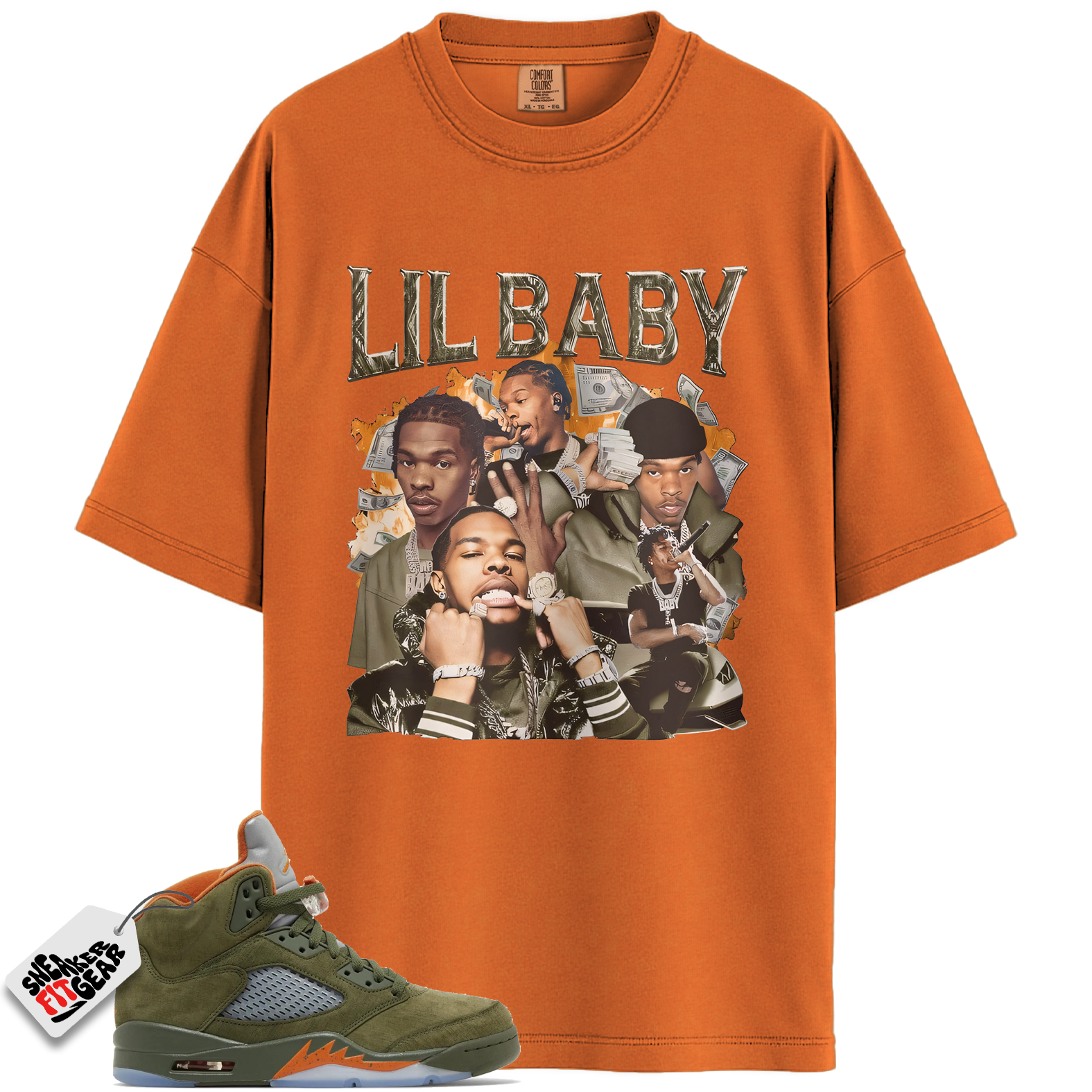 Jordan 5 Retro Olive Match Shirts, Sneaker Green Olive Green And Orange Shirt Shirts To Match Jordan 5 Retro Olive
