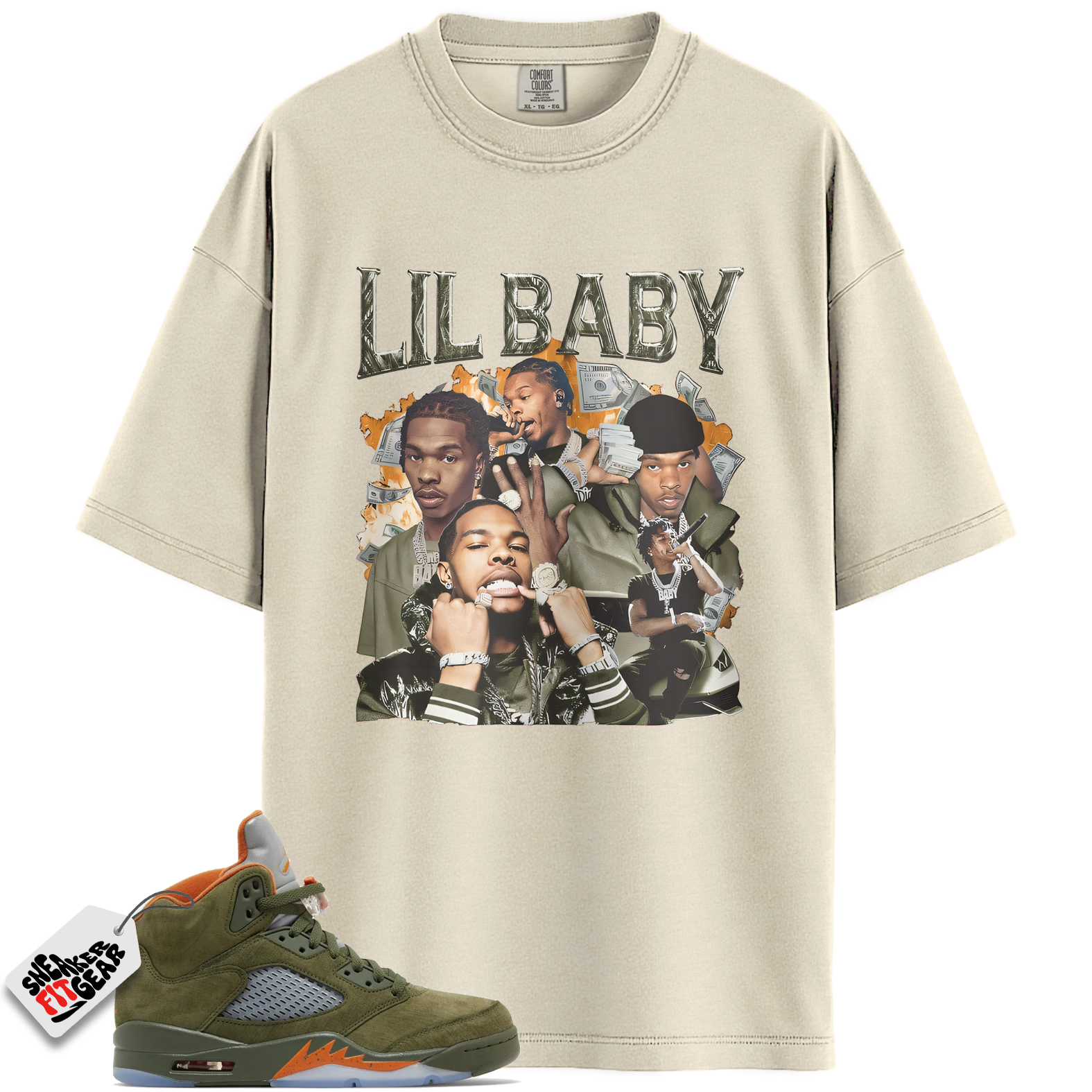 Jordan 5 Retro Olive Match Shirts, Sneaker Green Olive Green And Orange Shirt Shirts To Match Jordan 5 Retro Olive Main image