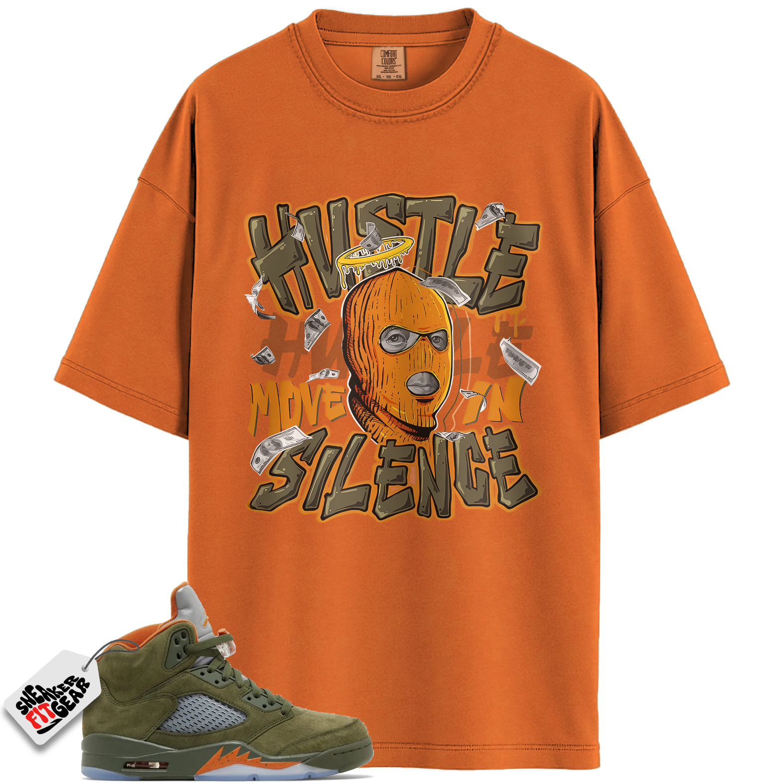Jordan 5 Retro Olive Match Shirts, Hustle Move In Silence Shirt In Military Green Shirts To Match Jordan 5 Retro Olive
