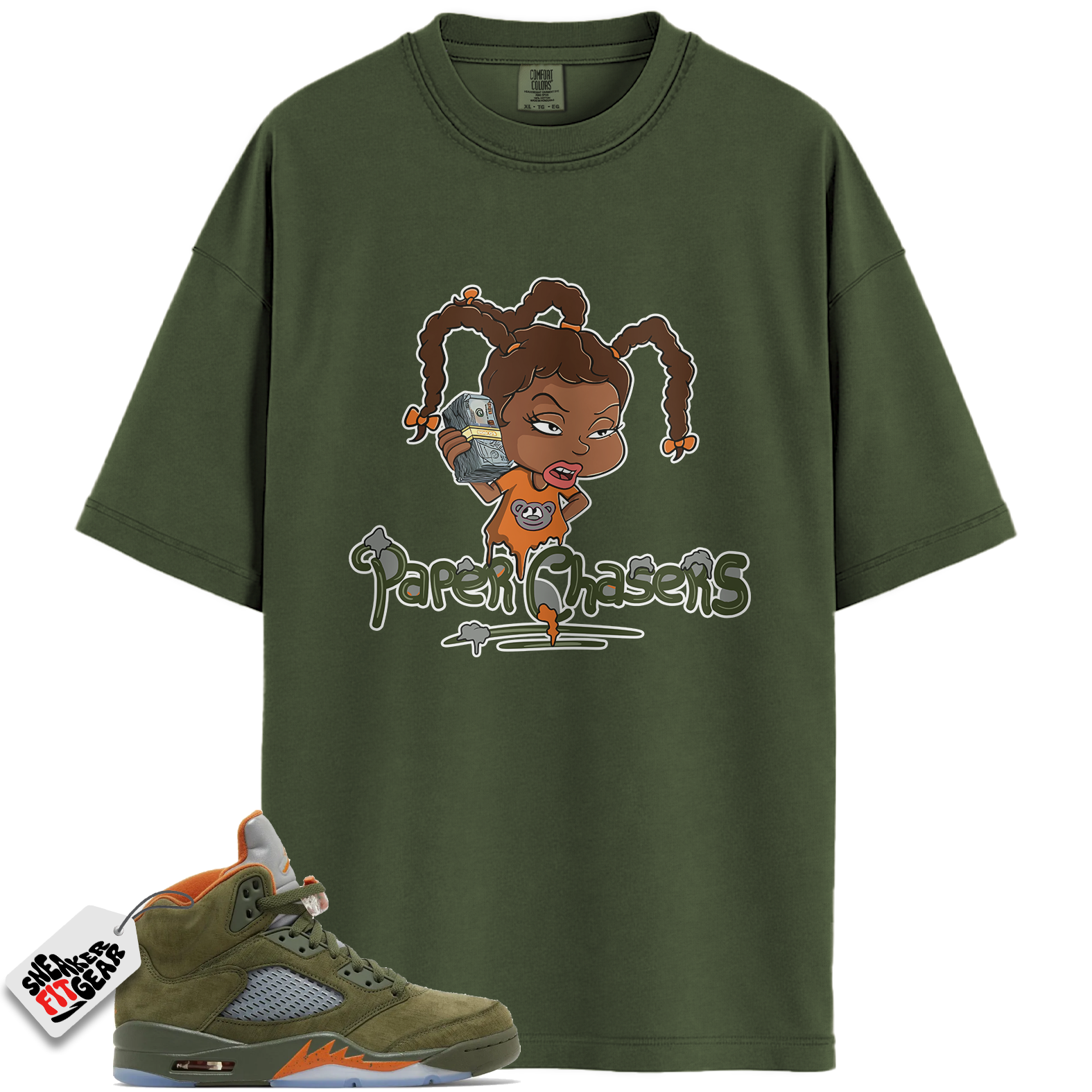 Jordan 5 Retro Olive Match Shirts, Paper Chasers Shirts To Match Jordan 5 Retro Olive