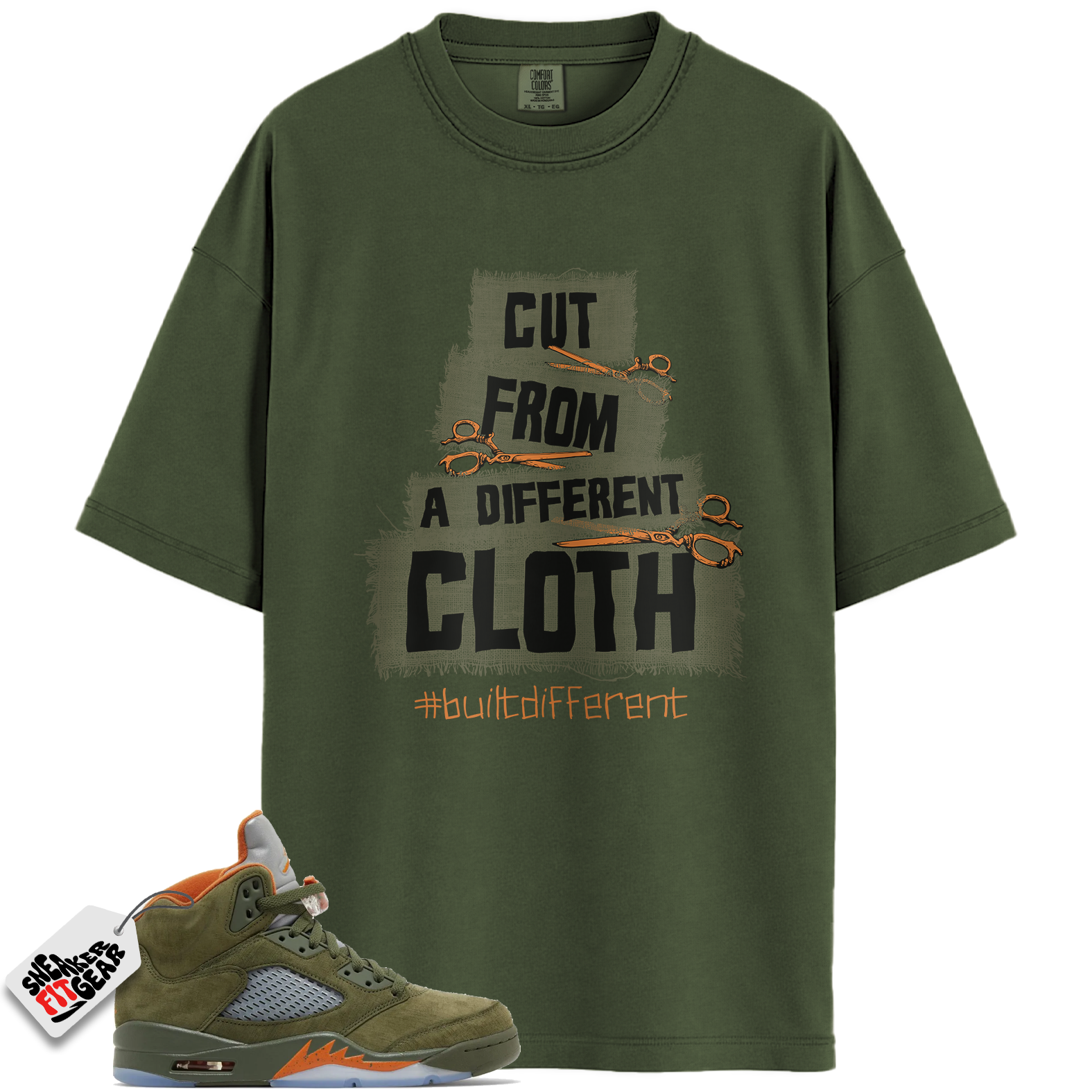 Jordan 5 Retro Olive Match Shirts, Built Different Graphic Shirts To Match Jordan 5 Retro Olive