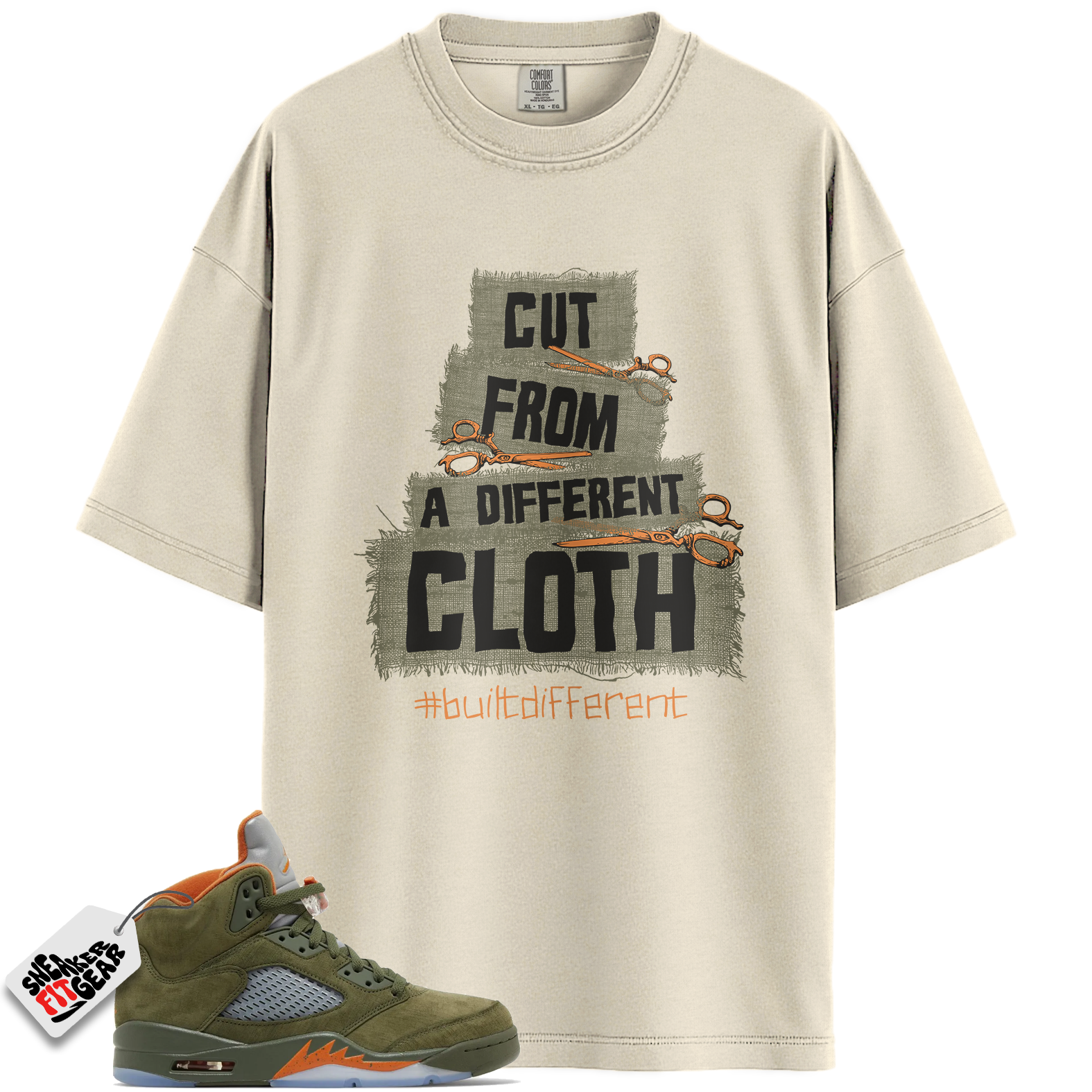 Jordan 5 Retro Olive Match Shirts, Built Different Graphic Shirts To Match Jordan 5 Retro Olive