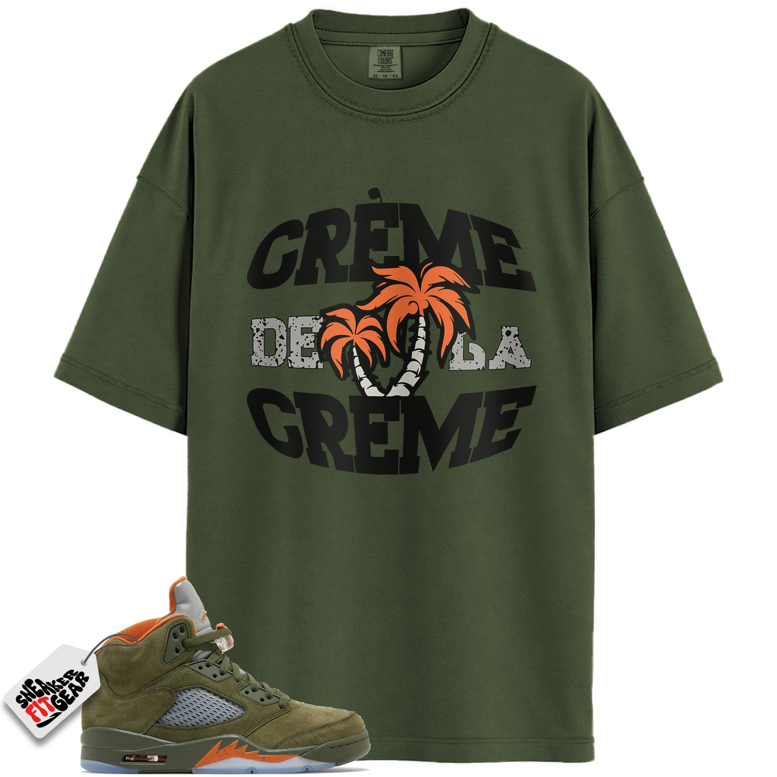 Jordan 5 Retro Olive Match Shirts, CREME Tees Shirts To Match Jordan 5 Retro Olive
